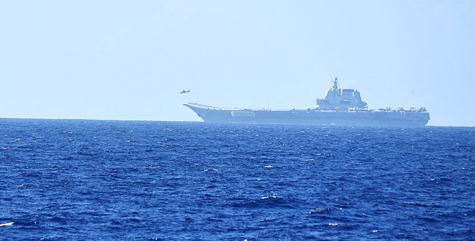 A helicopter takes off from the Shandong aircraft carrier over Pacific Ocean waters, in this handout photo taken on April 15, 2023. Photo: Joint Staff Office of the Defense Ministry of Japan/Reuters A helicopter takes off from the Shandong aircraft carrier over Pacific Ocean waters, in this handout photo taken on April 15, 2023. Photo: Joint Staff Office of the Defense Ministry of Japan/Reuters
