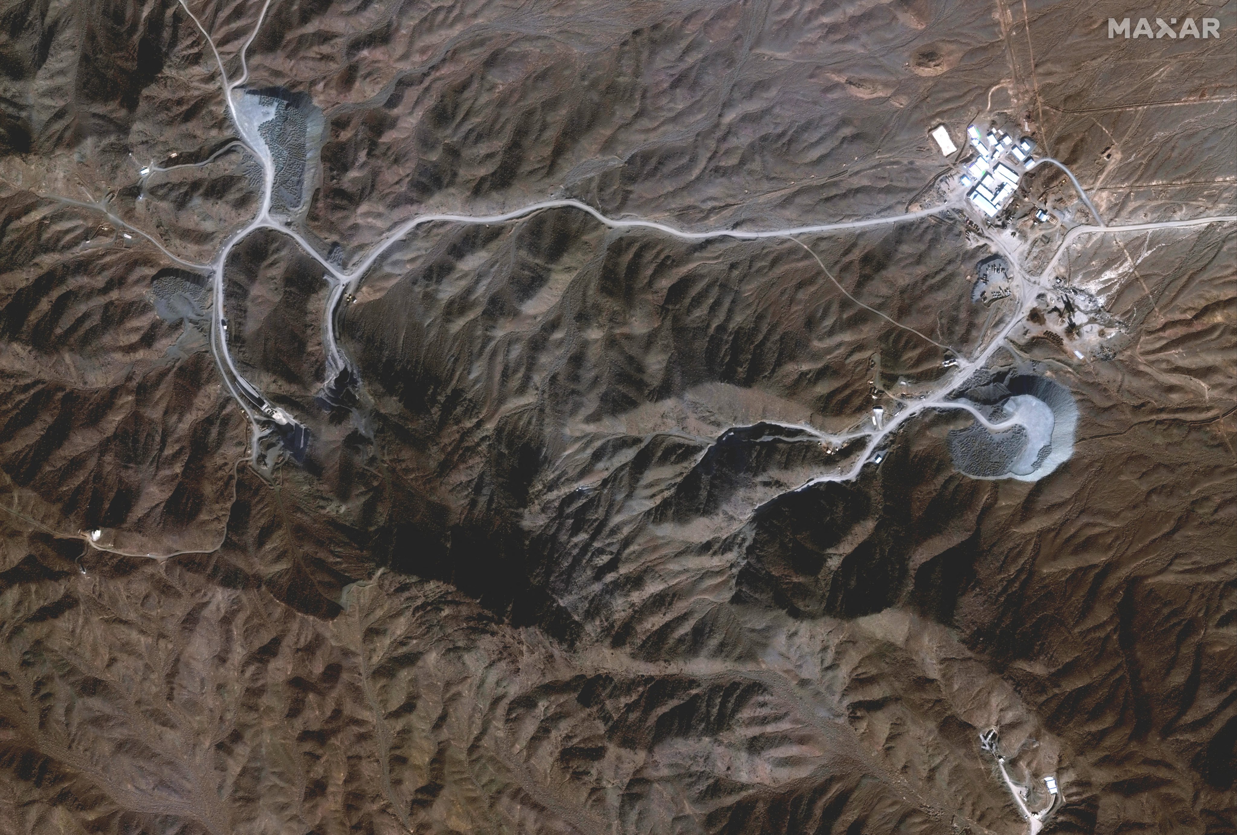 A satellite image shows the tunnel complex near the Natanz nuclear facility in Iran in January. Image: Maxar Technologies via Reuters