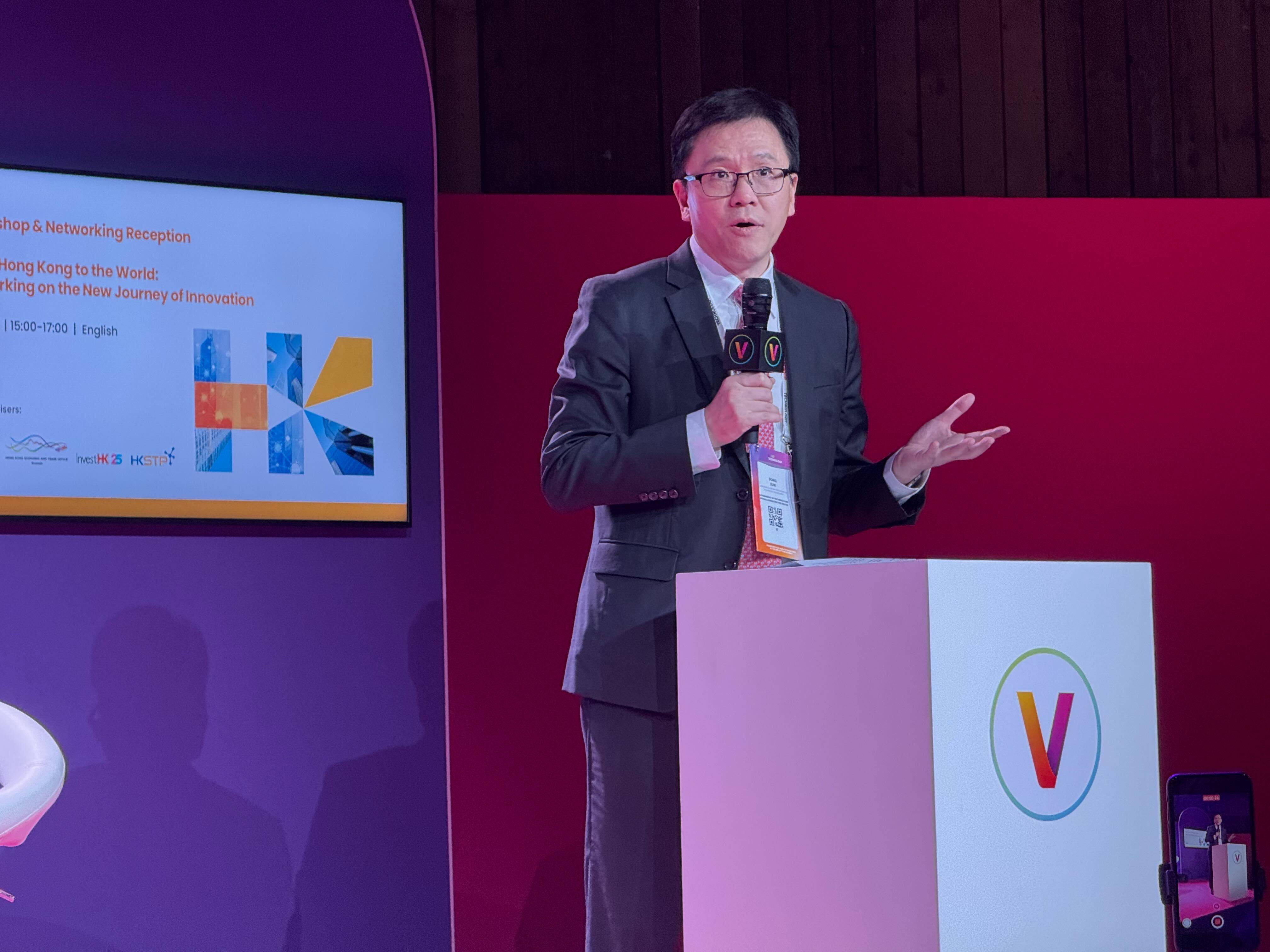 Sun Dong, Secretary for Innovation, Technology and Industry, speaks at the VivaTech fair in Paris on Friday. Photo: Xinmei Shen