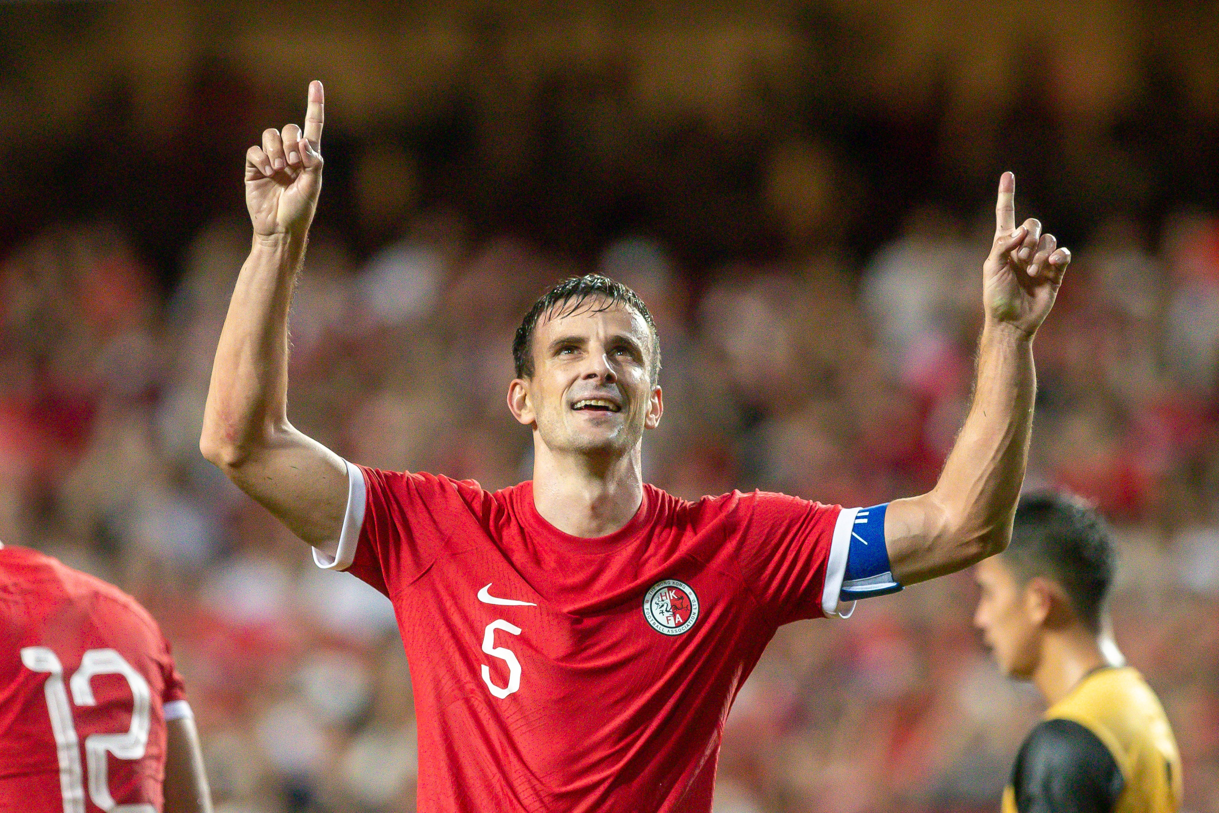 Helio Goncalves celebrates his lone international goal, against Brunei in 2023. Photo: Getty Images