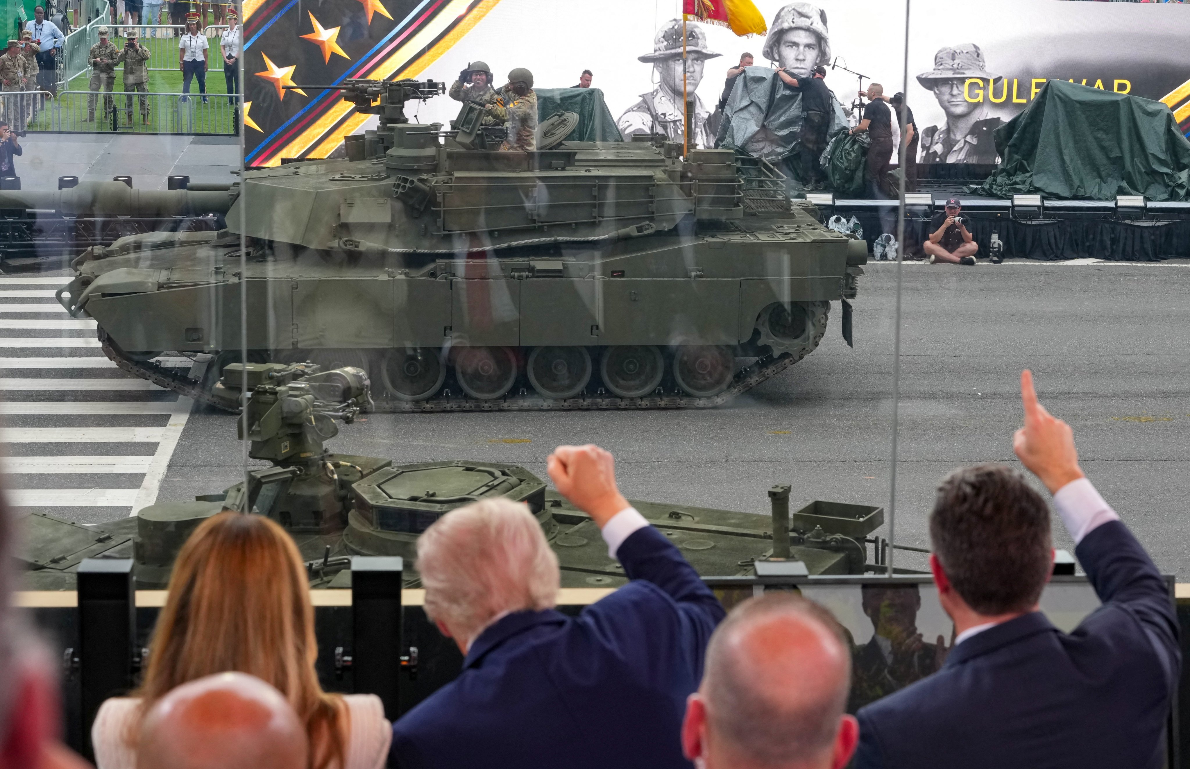 US President Donald Trump and first lady Melania Trump attend a celebration of the Army’s 250th birthday on the National Mall in Washington on Saturday. Photo: Reuters