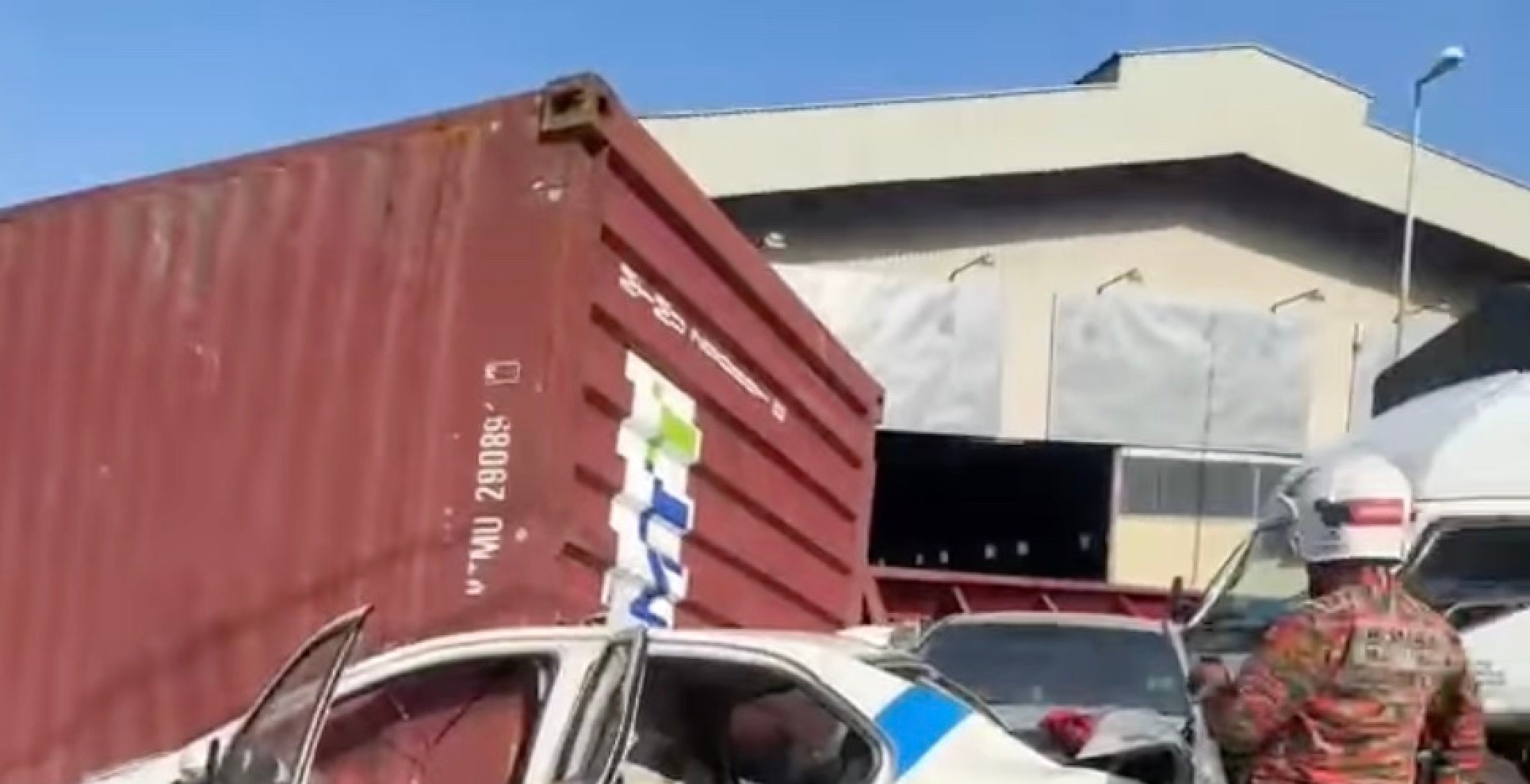 The container that fell off a truck and crushed a 21-year-old woman in Penang last November. Photo: Facebook/PenangToday Community The container that fell off a truck and crushed a 21-year-old woman in Penang last November. Photo: Facebook/PenangToday Community