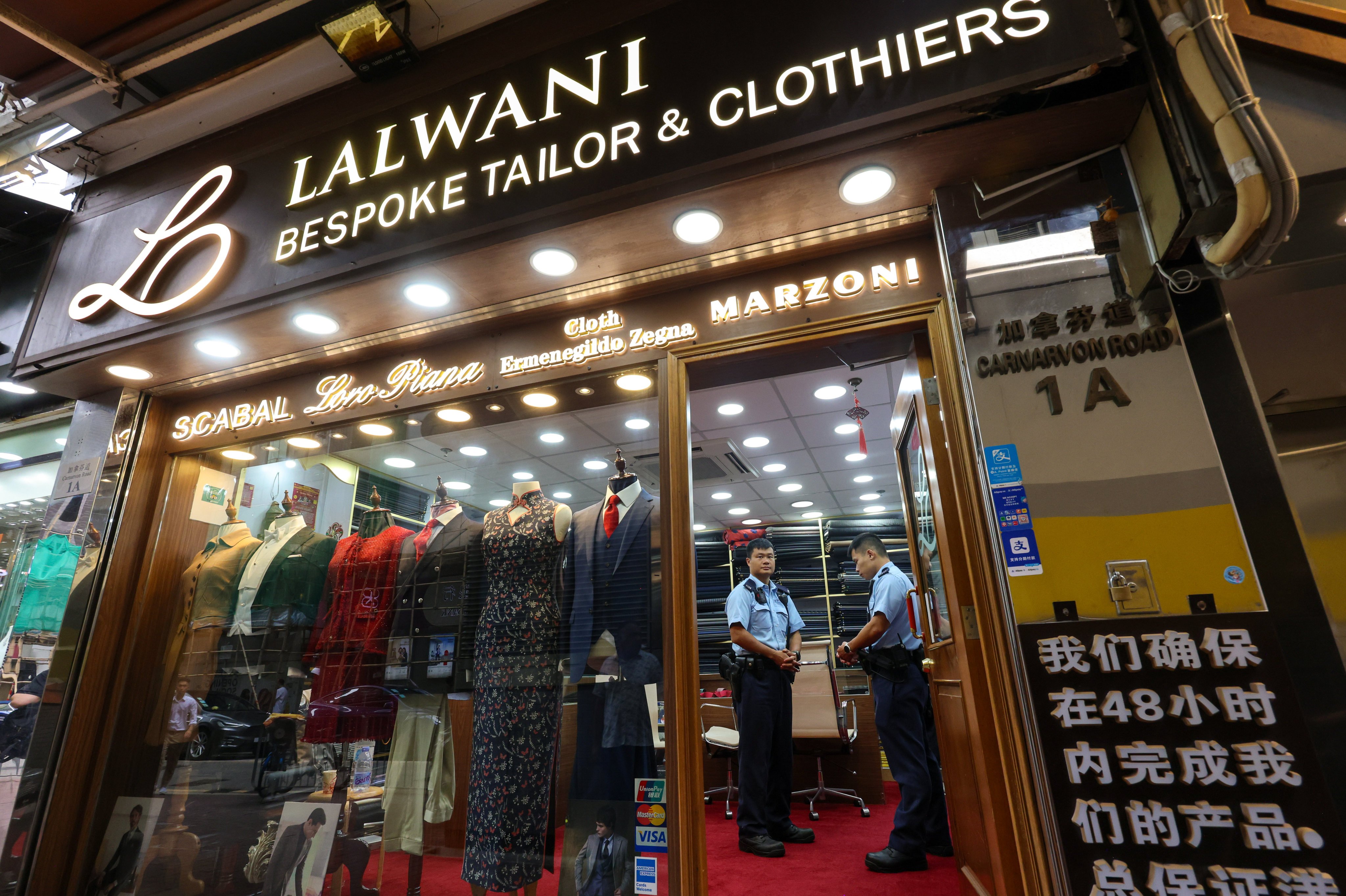 Two tailors in Hong Kong’s Tsim Sha Tsui were broken into on Monday morning, with HK$3 million worth of cash and gold stolen. Photo: Jelly Tse