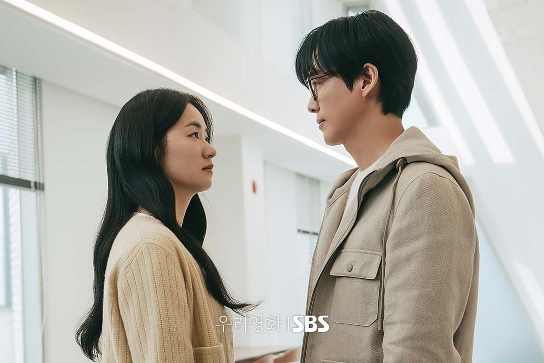 Jeon Yeo-been (left) as consultant and would-be actress Lee Da-eum and Namkoong Min as filmmaker Lee Je-ha in a still from the new Disney+ K-drama Our Movie.