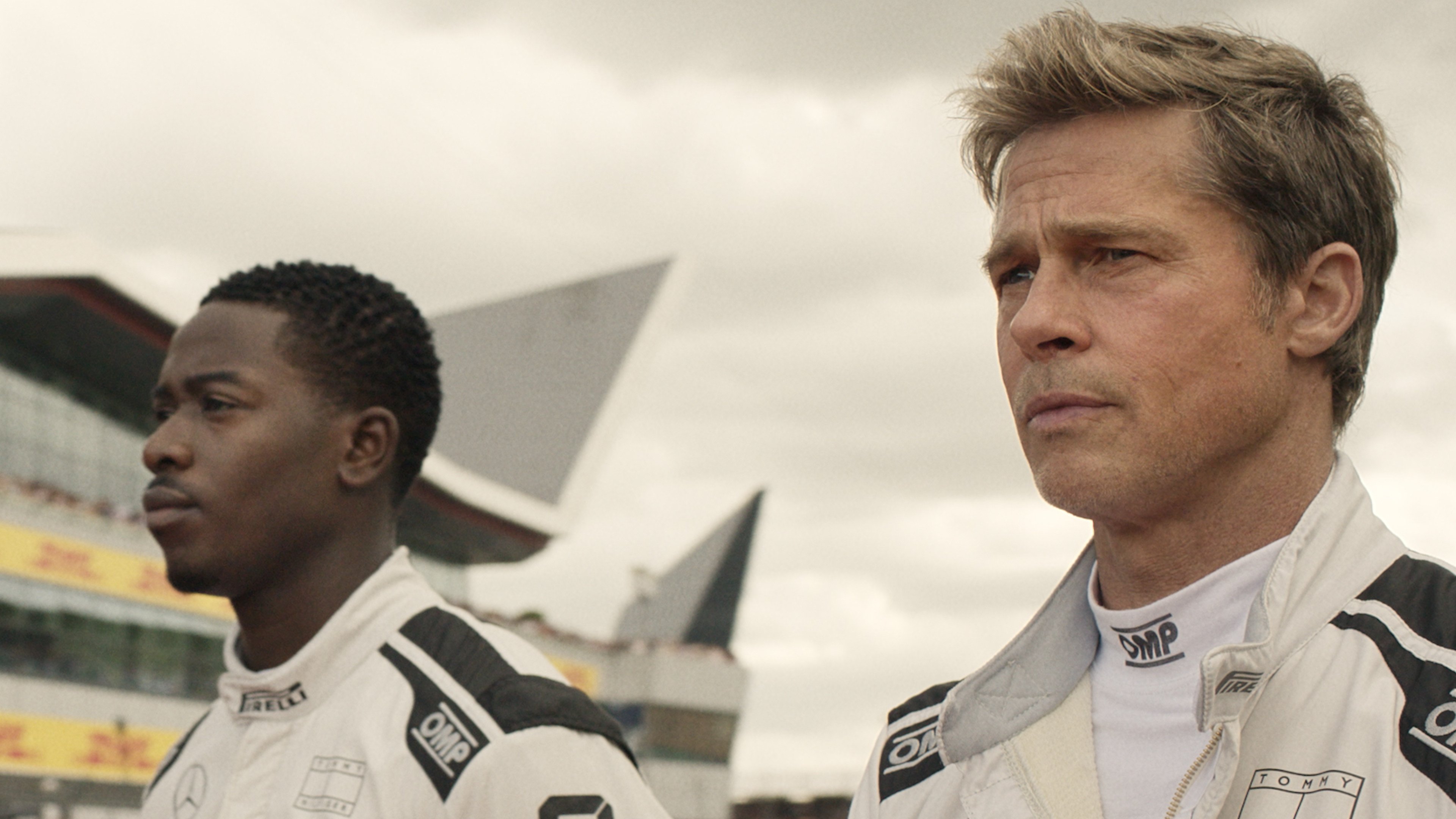 Damson Idris (left) and Brad Pitt in a still from F1: The Movie. Photo: Warner Bros. Pictures
