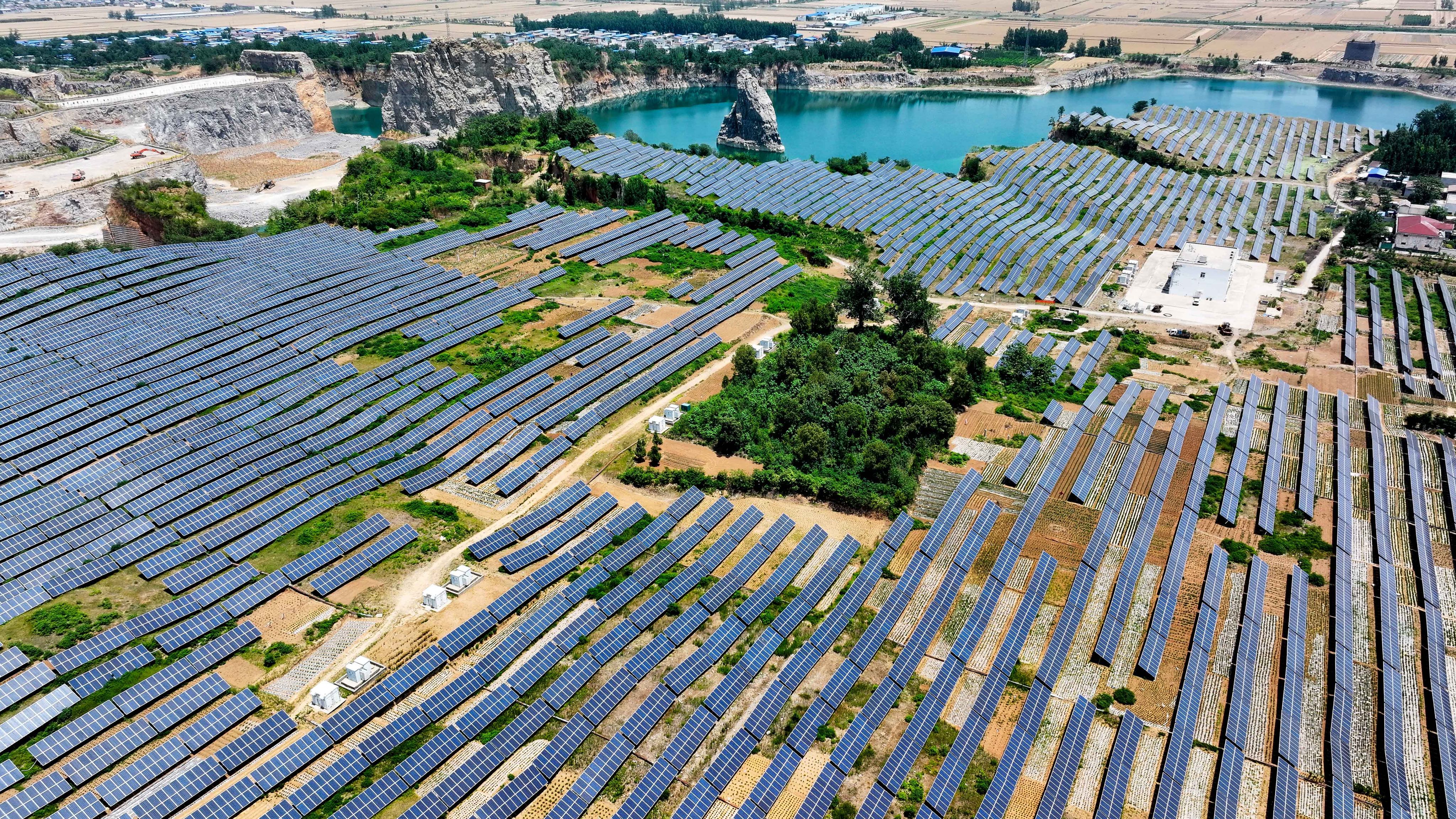 A June 5, 2025, photos shows solar panels in a former mining area in Hetaoyuan Town of Juye County, in east China’s Shandong province. Photo: Xinhua