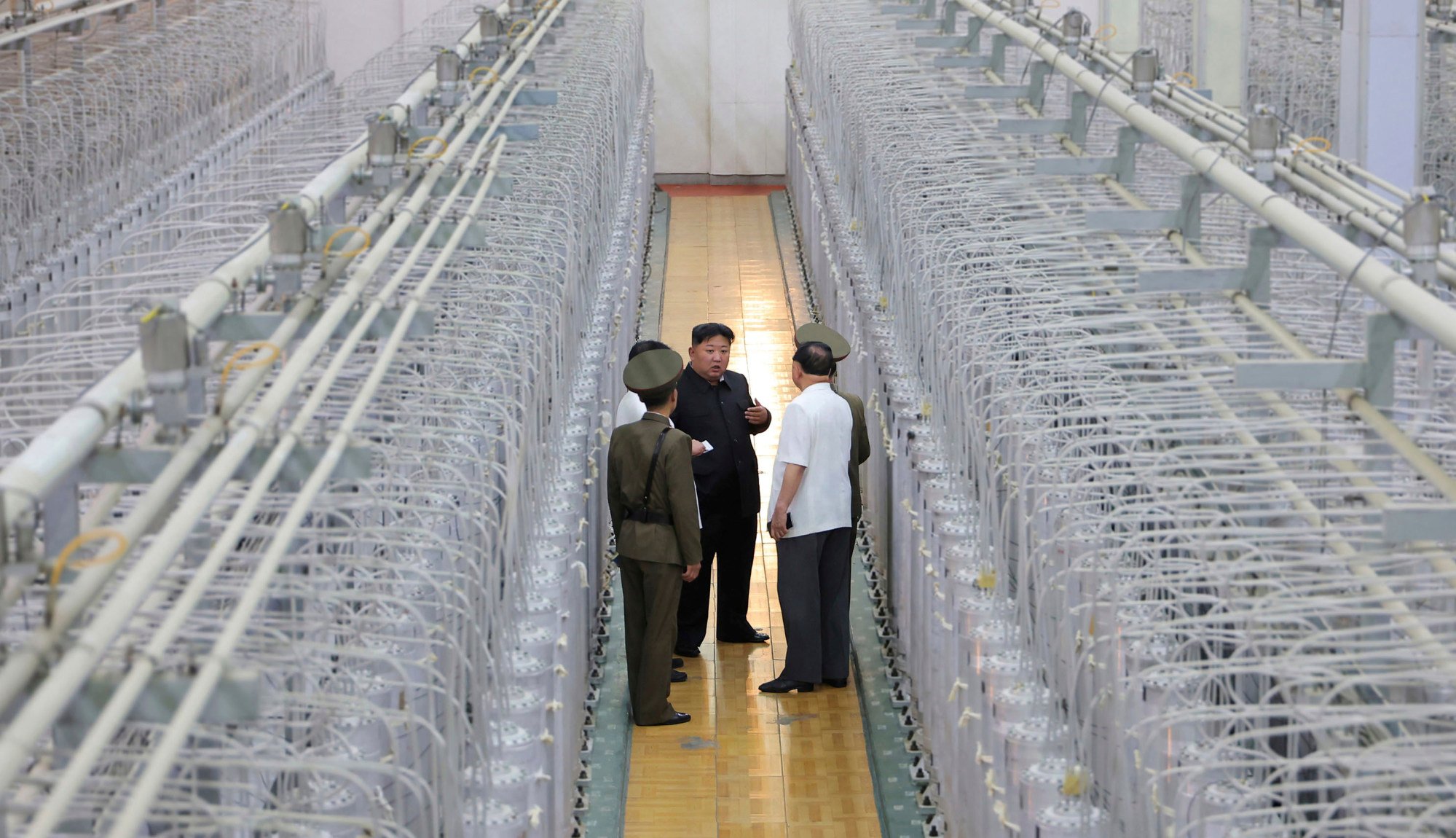 Kim inspects what North Korean state media said was a nuclear facility in this undated handout photograph. Photo: KCNA/KNS via AP Kim inspects what North Korean state media said was a nuclear facility in this undated handout photograph. Photo: KCNA/KNS via AP