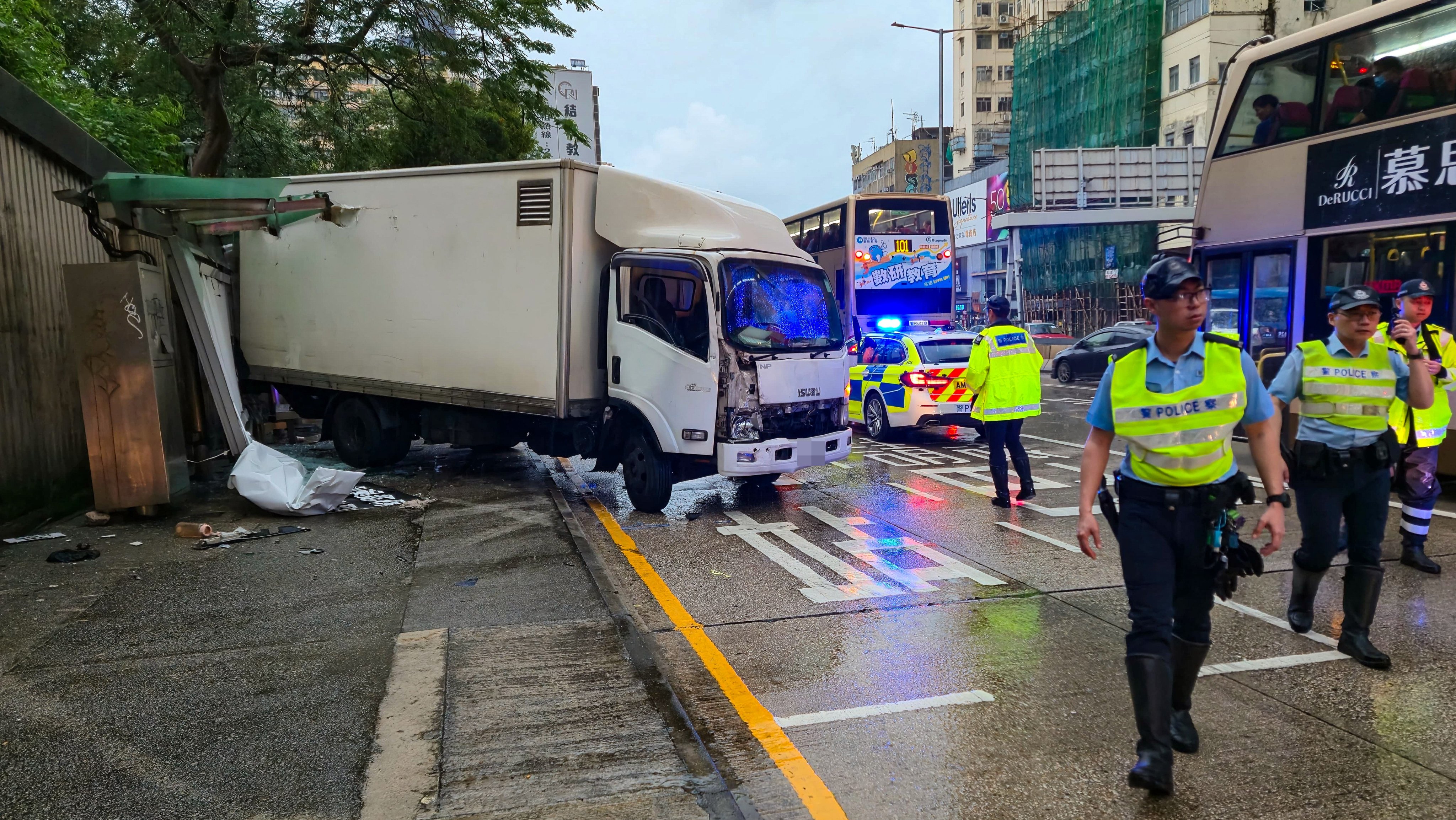 Police have arrested the driver of the truck suspected of ramming into a bus stop on Tuesday. Photo: Handout