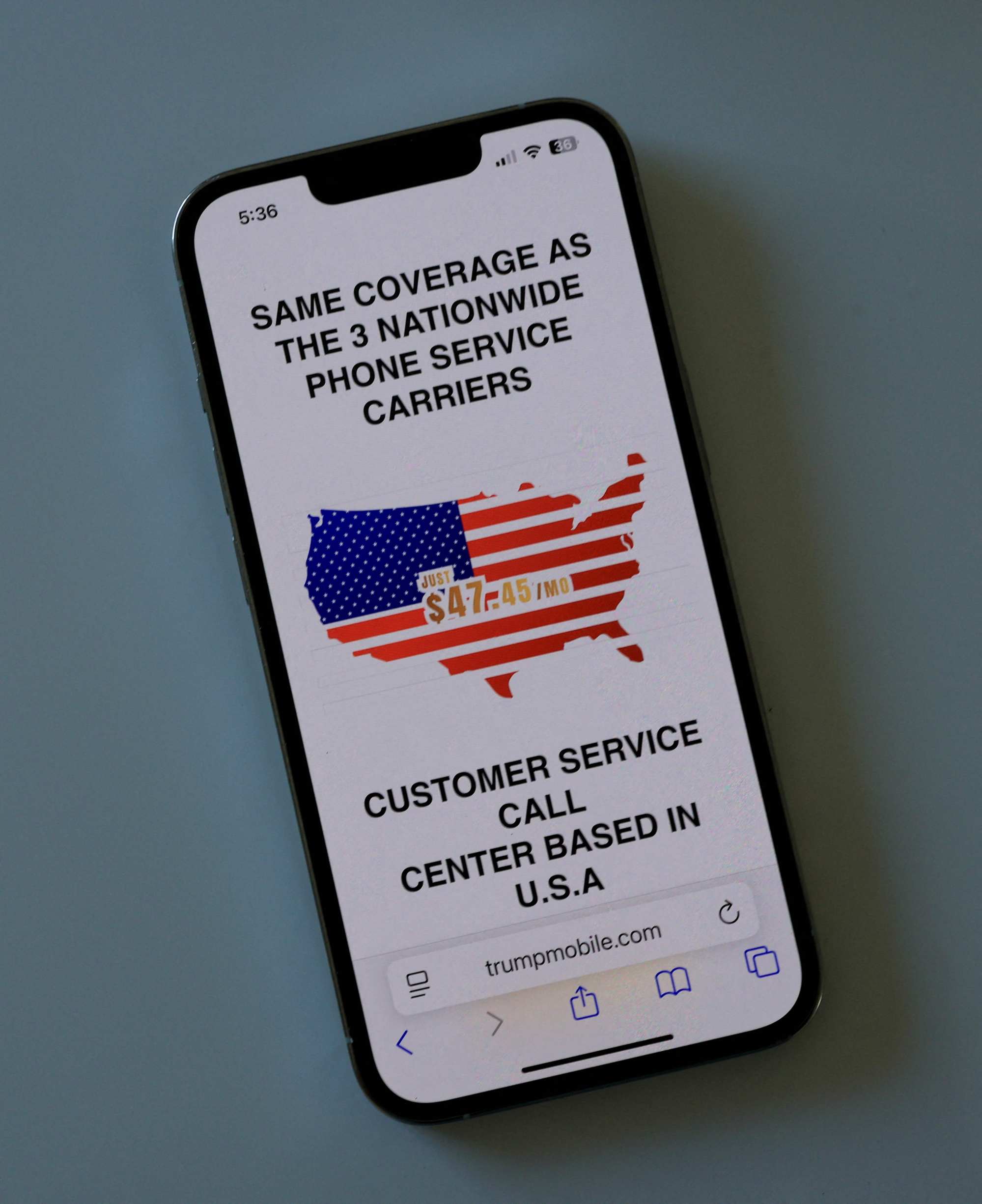 An iPhone displayed the website for The Trump Organisation’s mobile phone service and a Trump-branded smartphone on June 16, 2025 in Miami, Florida. Photo: AFP An iPhone displayed the website for The Trump Organisation’s mobile phone service and a Trump-branded smartphone on June 16, 2025 in Miami, Florida. Photo: AFP