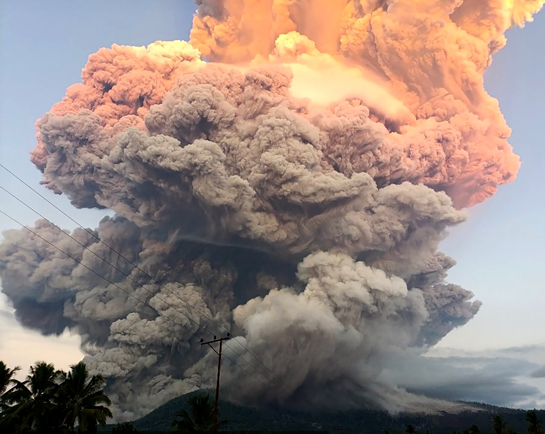 Mount Lewotobi Laki-Laki erupts on Tuesday, spewing ash high into the sky. Photo: Indonesia’s Centre for Volcanology and Geological Hazard Mitigation / Xinhua