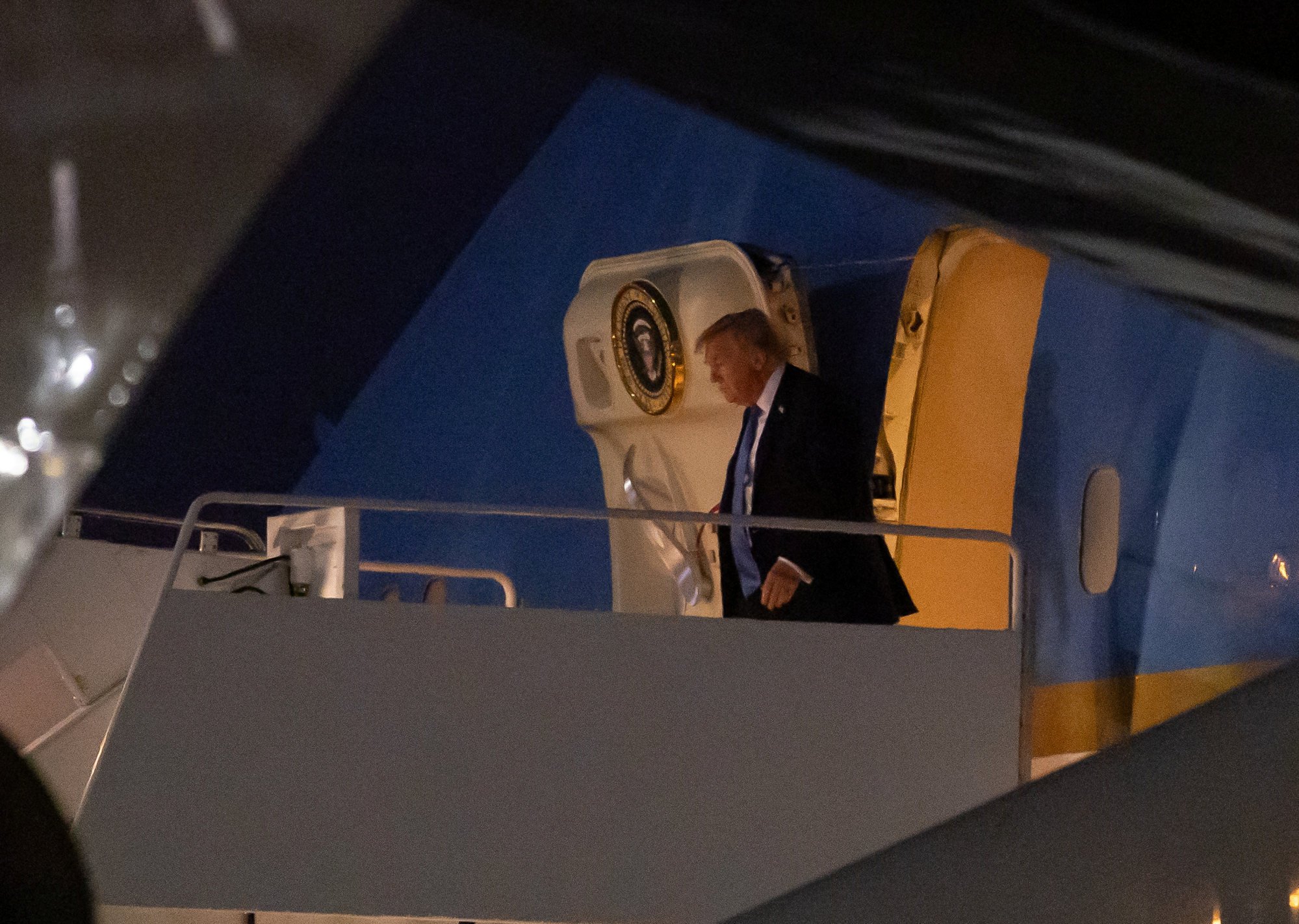 US President Donald Trump disembarks Air Force One after returning early from the G7 Leaders’ Summit in Canada on Tuesday. Photo: Reuters US President Donald Trump disembarks Air Force One after returning early from the G7 Leaders’ Summit in Canada on Tuesday. Photo: Reuters