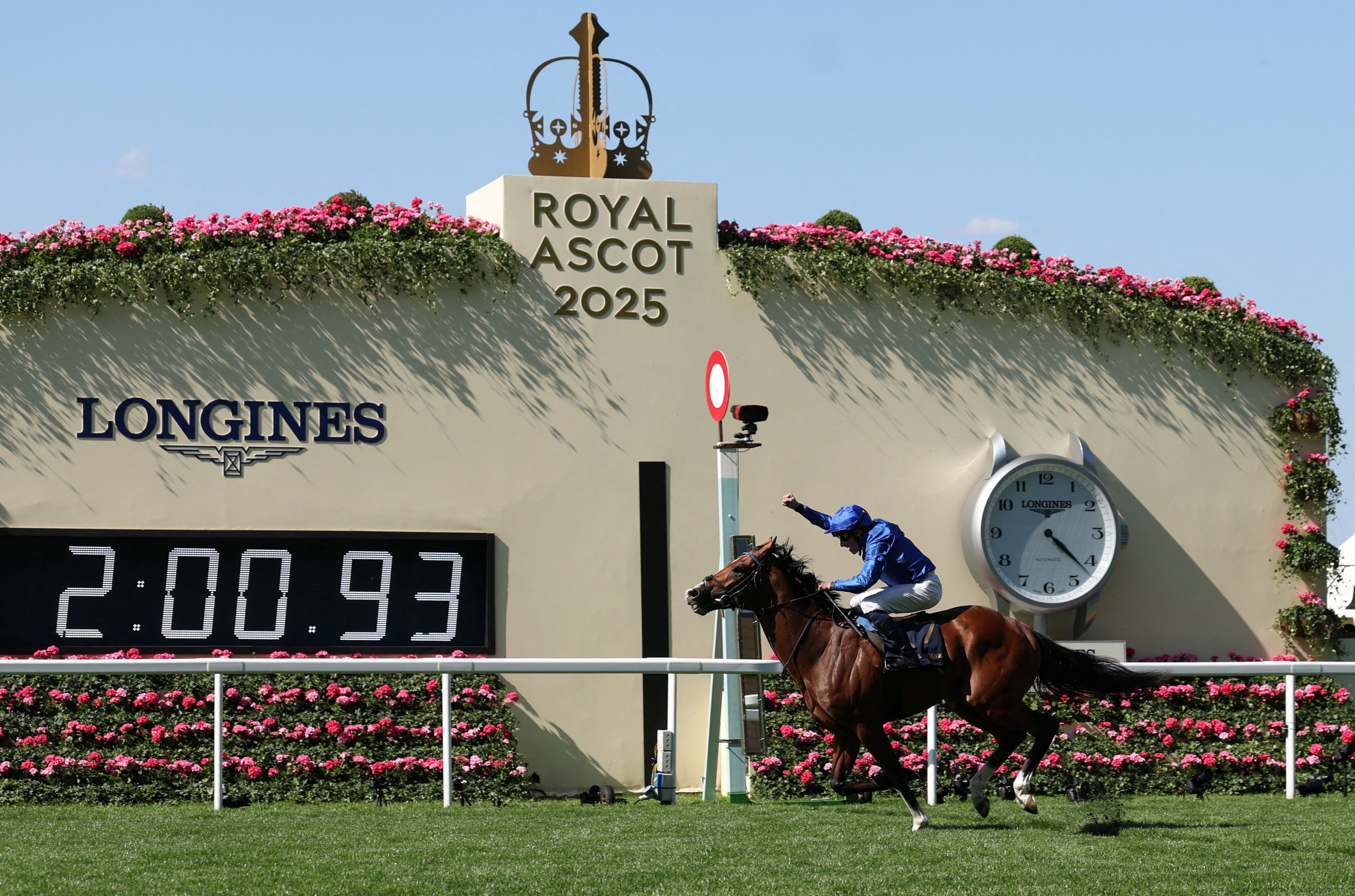William Buick punches the air aboard Ombudsman at Royal Ascot. Photo: Reuters