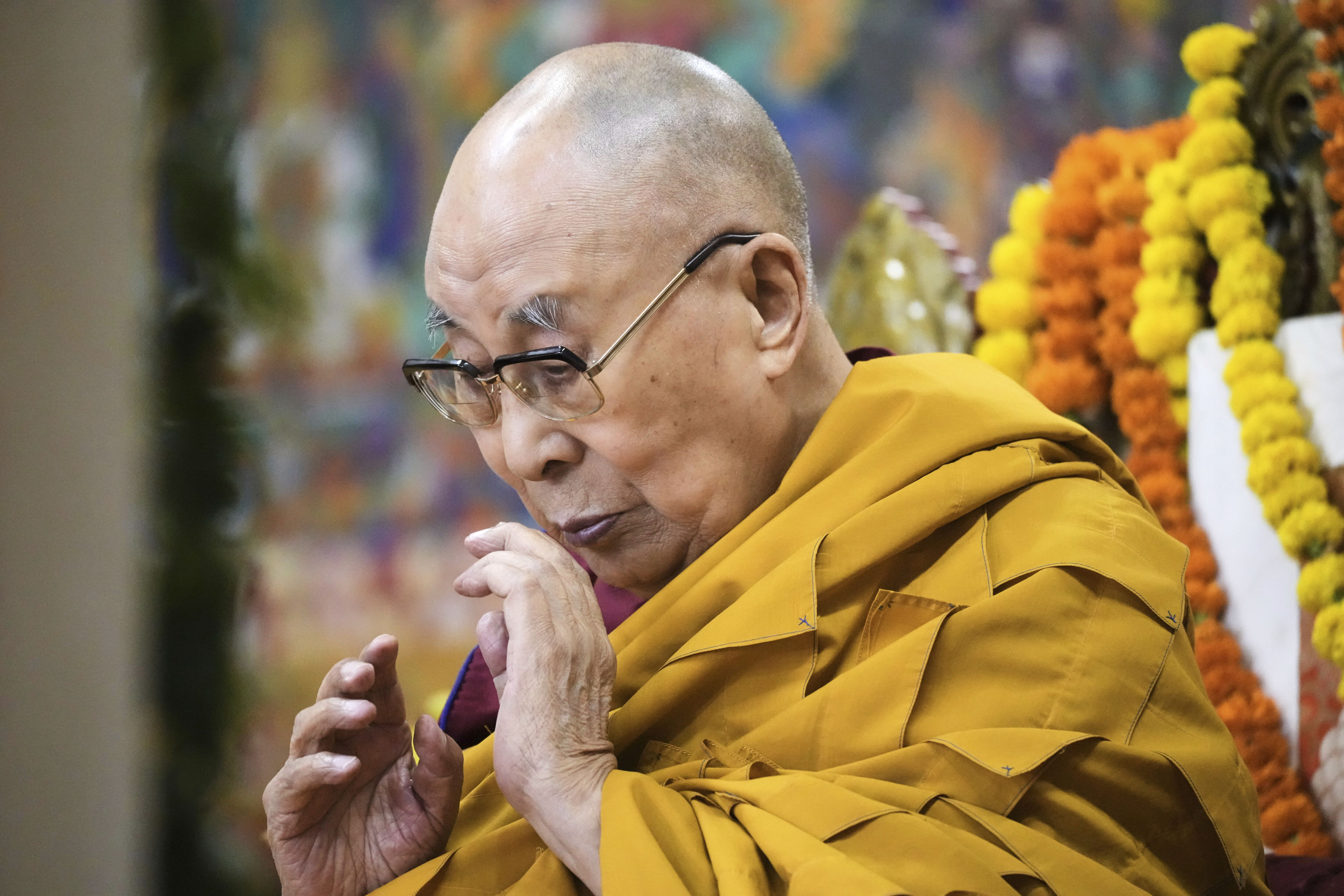 The Dalai Lama presides over an event during which exiled Tibetans prayed for his longevity in Dharamshala, India, on June 4. Photo: AP