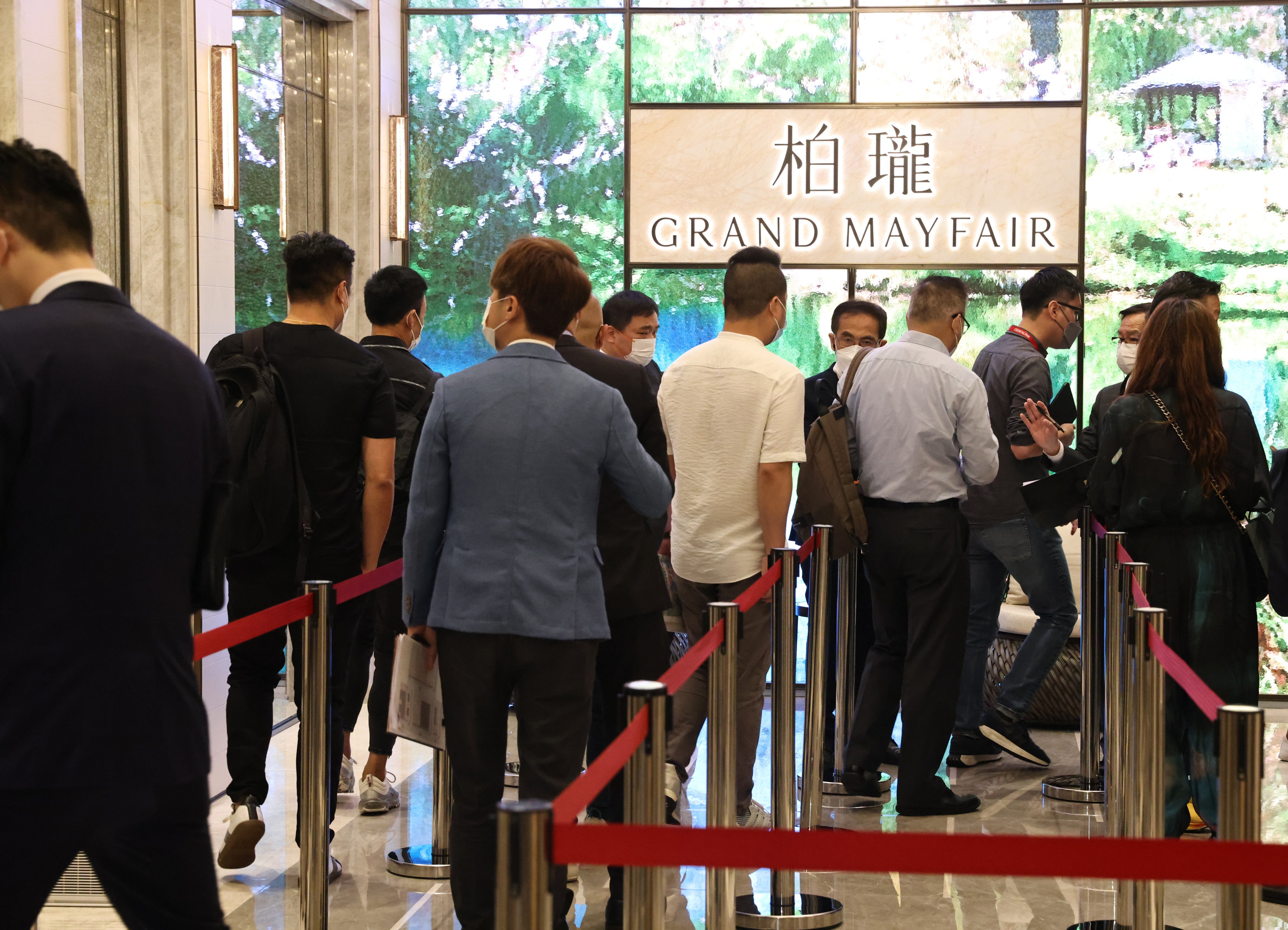 Buyers flock to buy flats on offer at Grand Mayfair in Yuen Long in May 2022. Photo: K.Y. Cheng