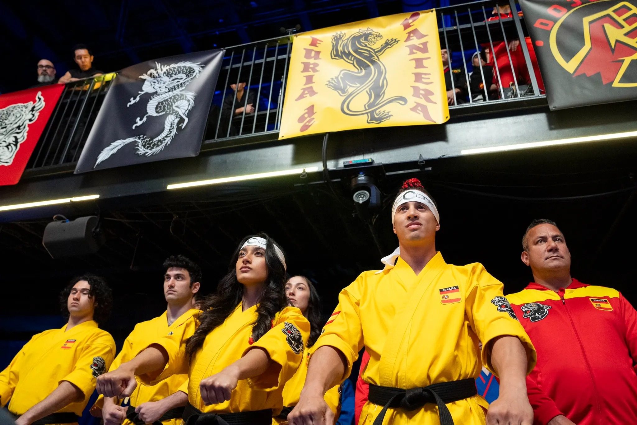 Justin Ortiz (right) and Jewelianna Ramos-Ortiz in a scene from Cobra Kai. Photo: Netflix