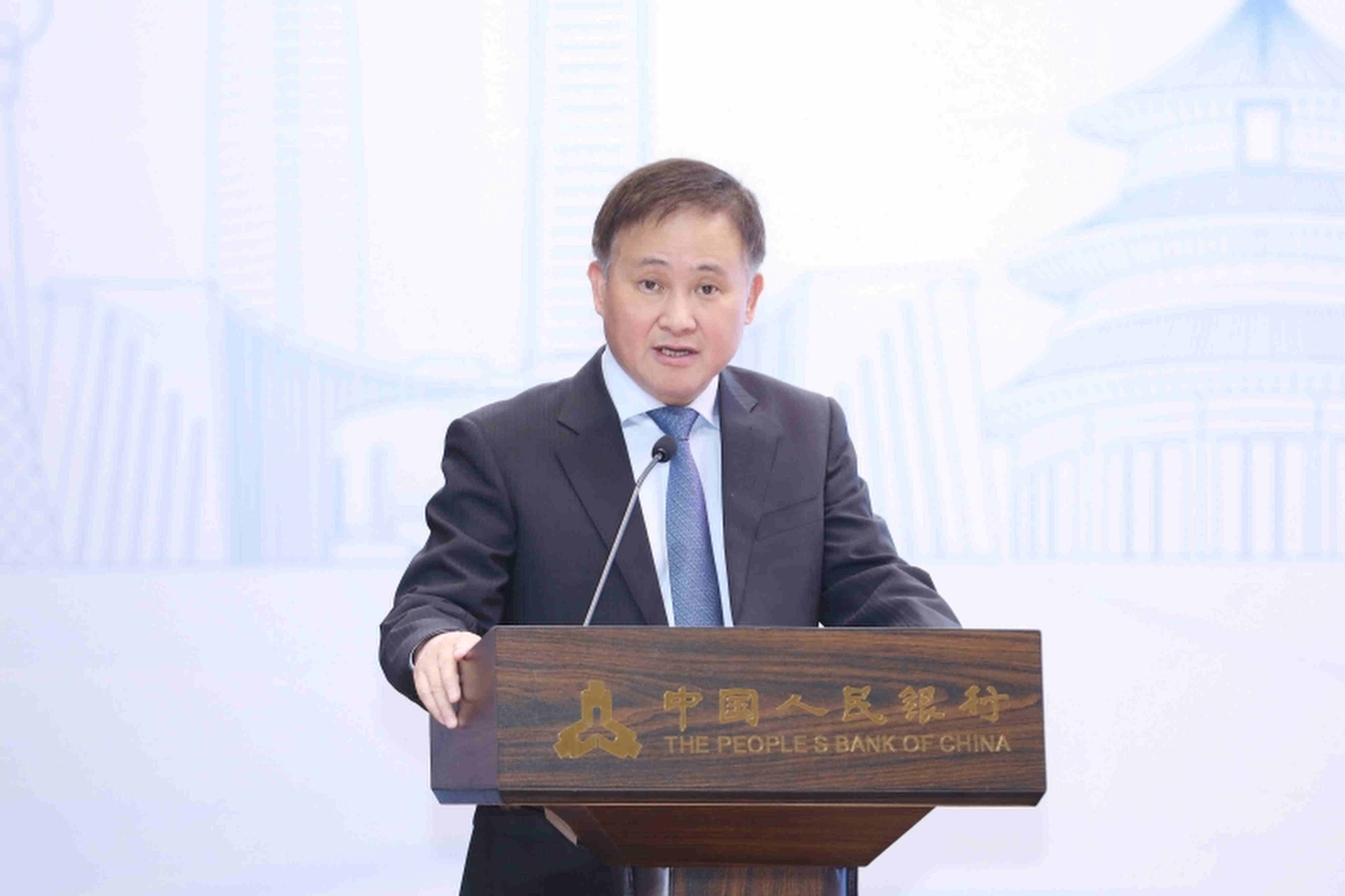 Pan Gongsheng, governor of the People’s Bank of China, speaks on Friday at the launch ceremony for the Payment Connect programme with Hong Kong. Photo: PBOC