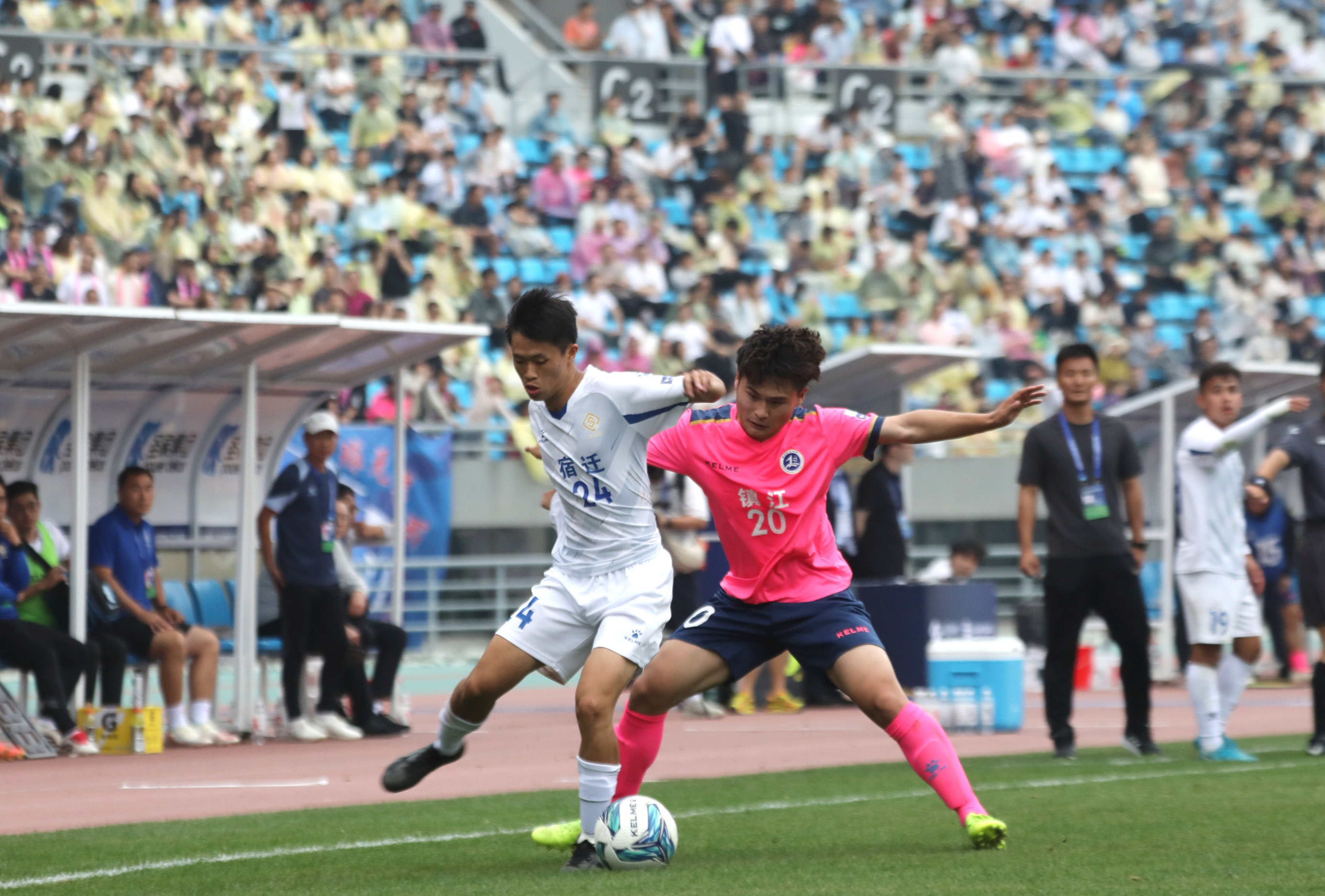 Action in the Su Super League game between Zhenjiang and Suqian on May 31. Photo: Handout