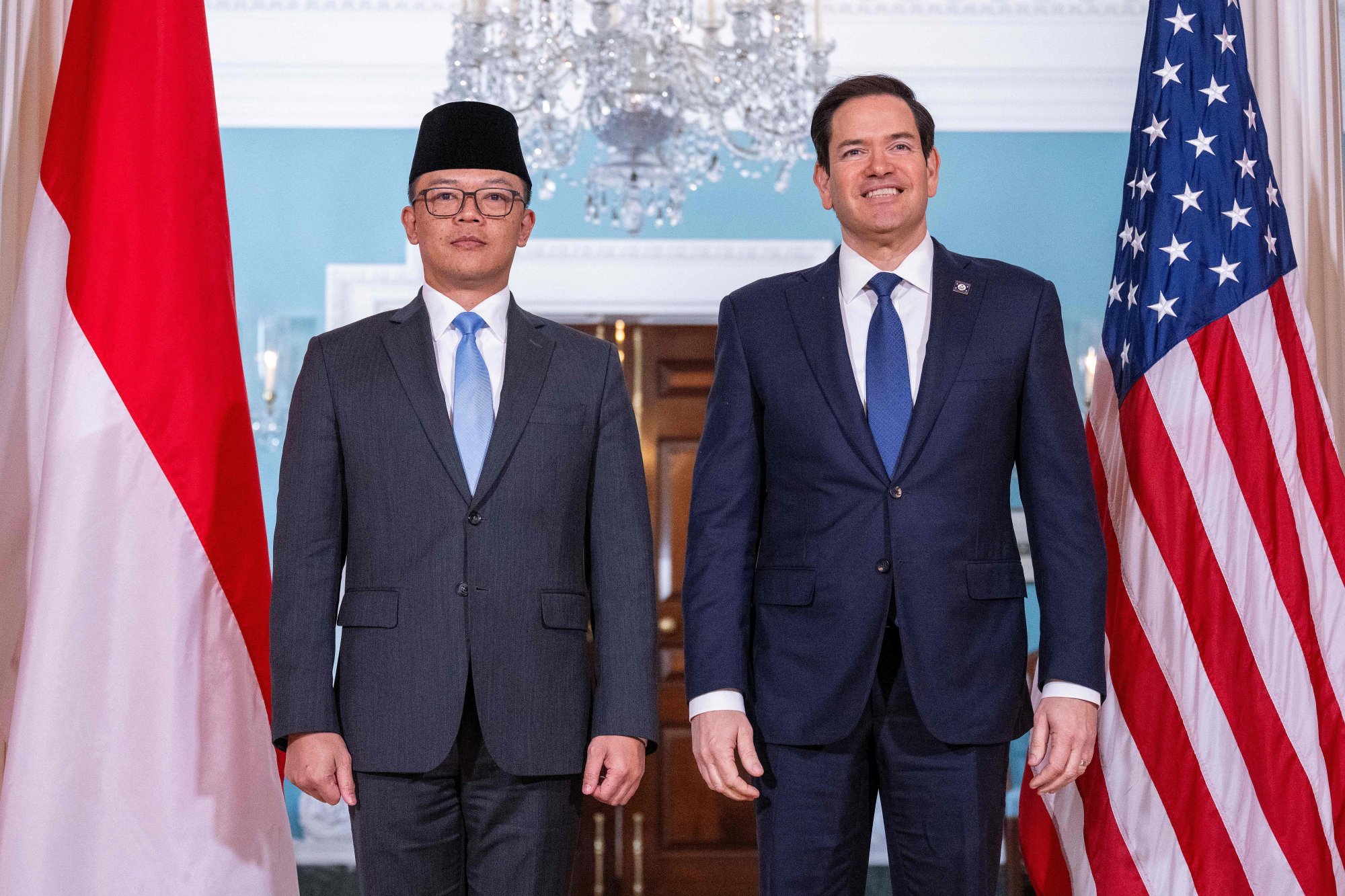 US Secretary of State Marco Rubio (right) meets Indonesian Foreign Minister Sugiono at the US State Department in Washington on April 16. Photo: AFP US Secretary of State Marco Rubio (right) meets Indonesian Foreign Minister Sugiono at the US State Department in Washington on April 16. Photo: AFP