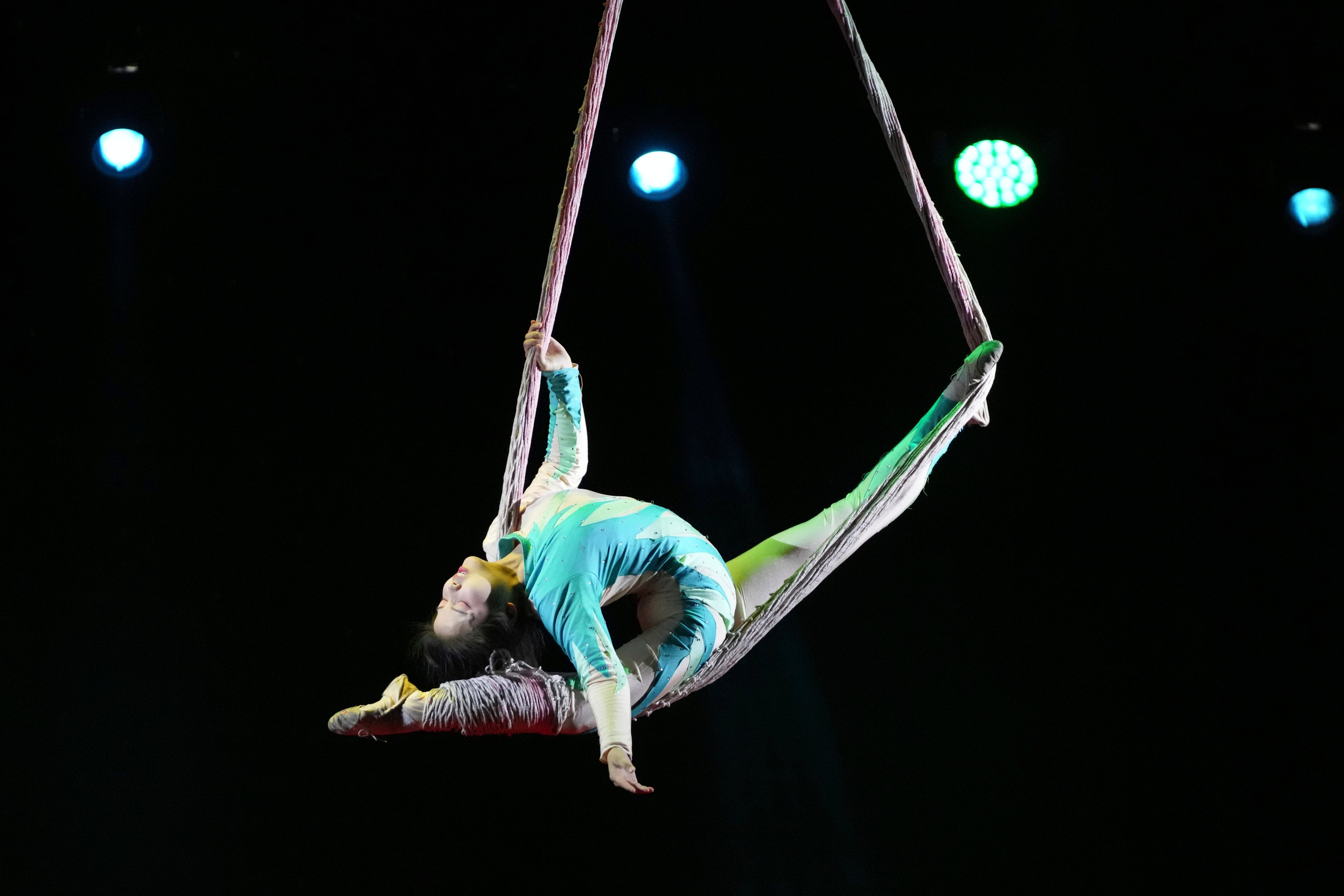 An acrobat from Dongchoon Circus Troupe, South Korea’s last-remaining circus, performs during a daily regular performance in Ansan, South Korea. Photo: AP