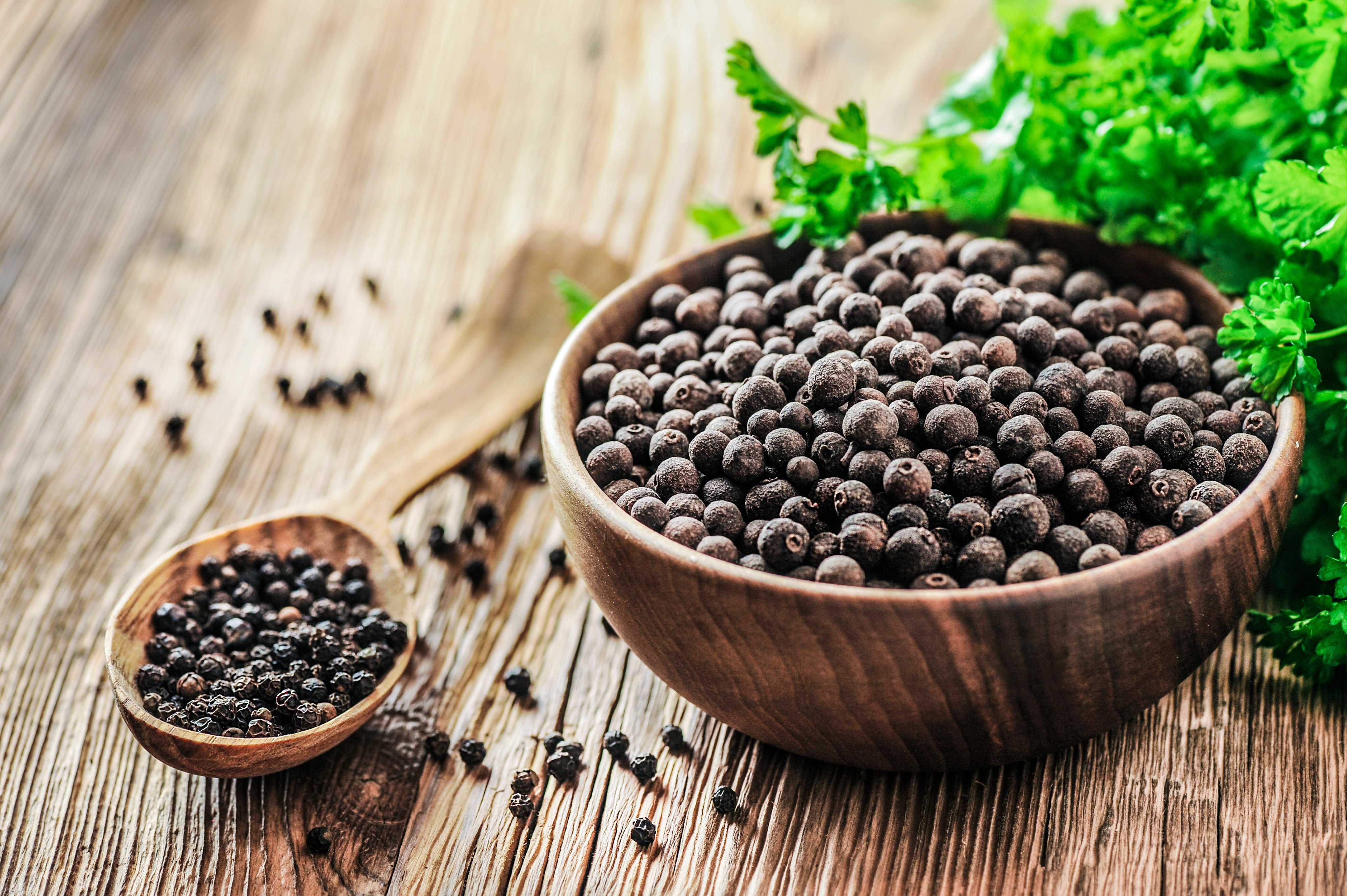 Black peppercorns are the same fruit as green and white ones but picked at a different stage. Pepper, perhaps the most ubiquitous spice, is used to flavour everything from sauces to seafood. Photo: Shutterstock