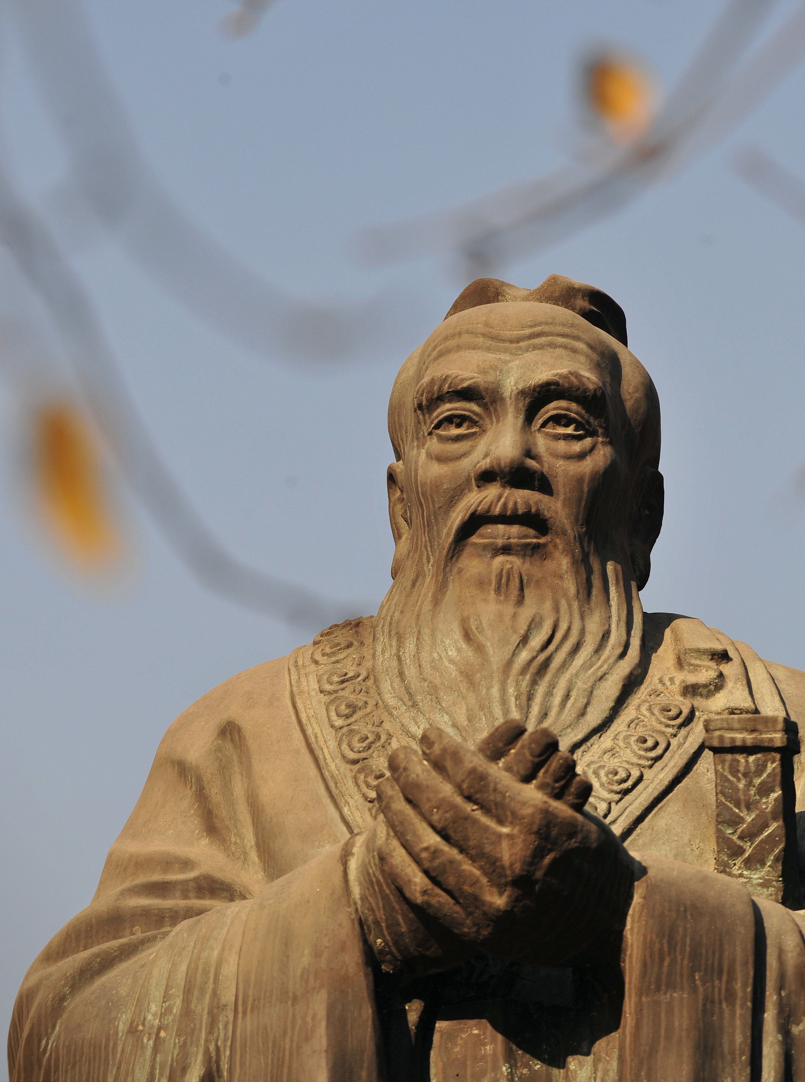 A sculpture of Confucius, who taught that filial piety is the root of virtue. Photo: AFP