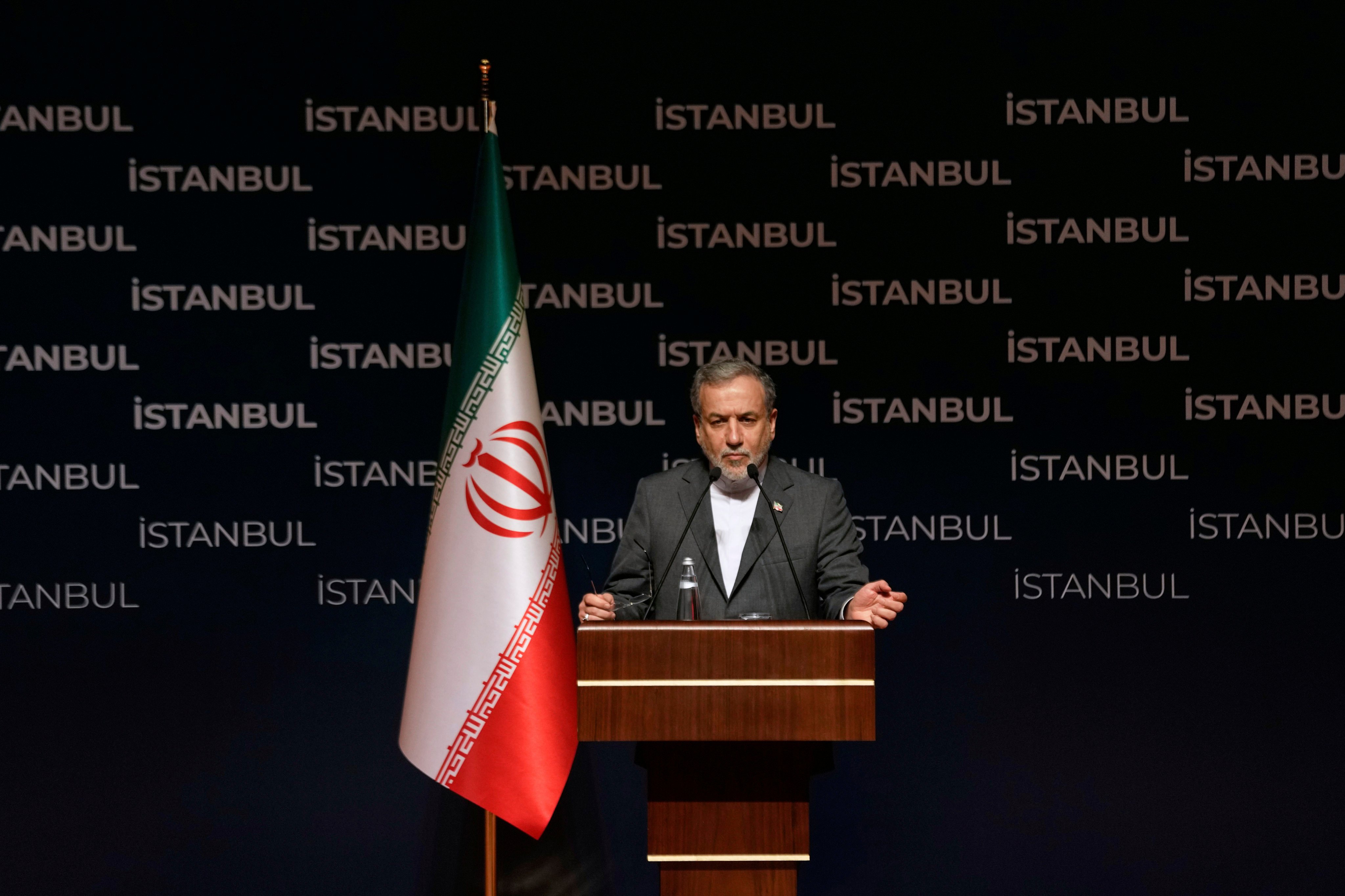 Iranian Foreign Minister Abbas Araghchi hold a news conference in Istanbul, Turkey. Photo: AP