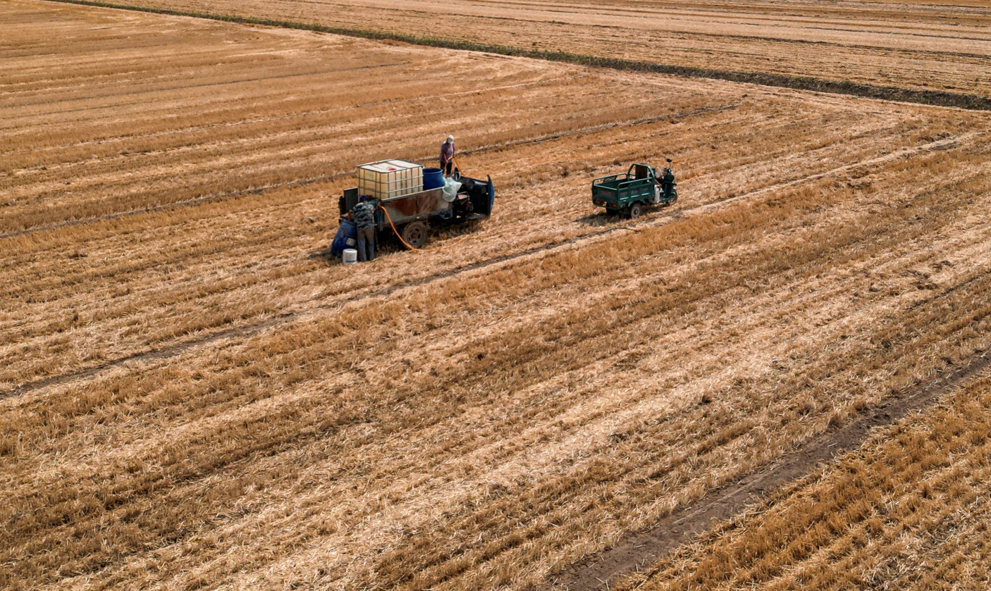 Farmers water a field in Jinan, Shandong province, China, last year amid a heatwave alert in the drought-hit region. Photo: Reuters Farmers water a field in Jinan, Shandong province, China, last year amid a heatwave alert in the drought-hit region. Photo: Reuters