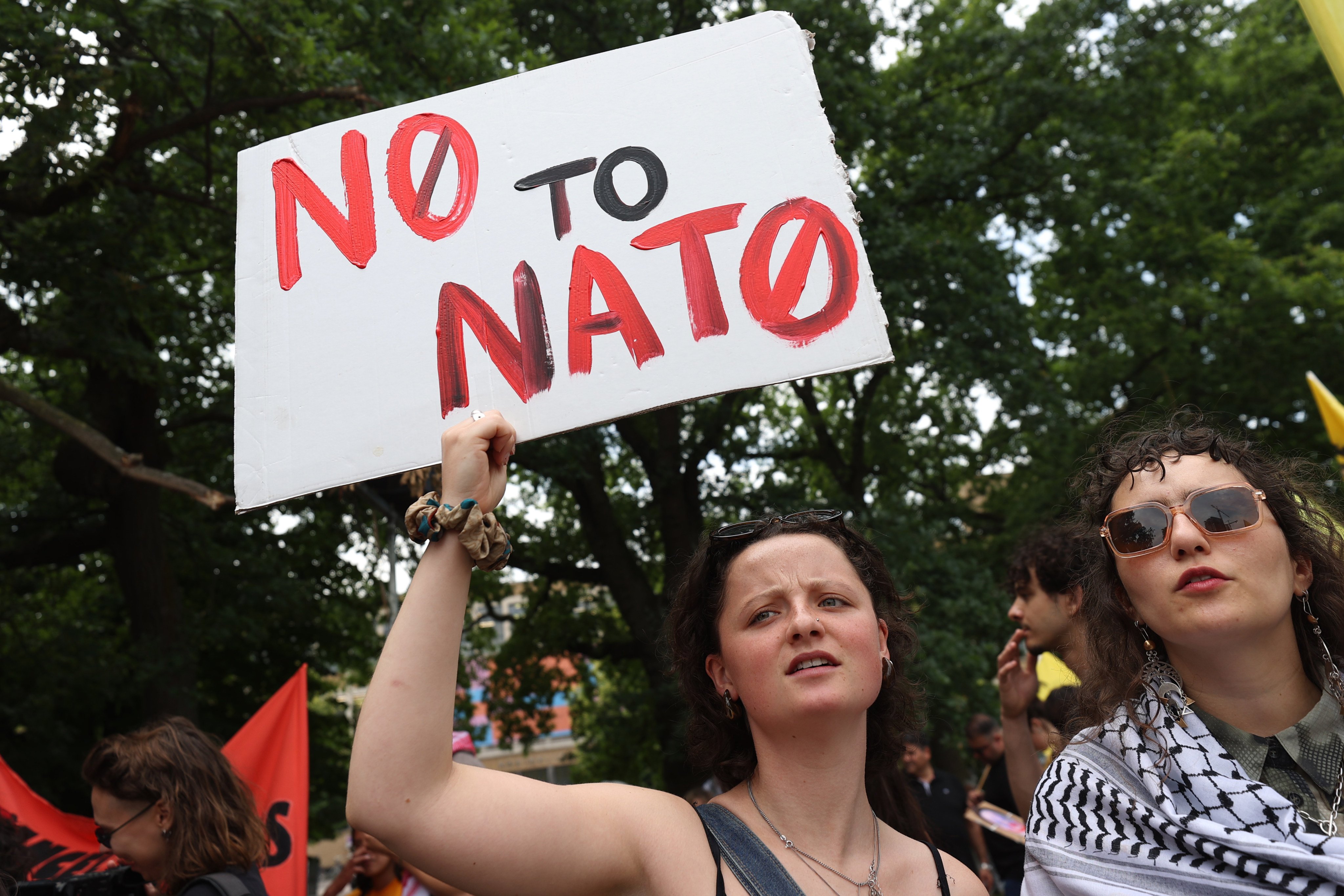 Anti-Nato protesters rally in The Hague on Sunday before this week’s summit of the transatlantic security alliance in The Netherlands. Photo: Xinhua