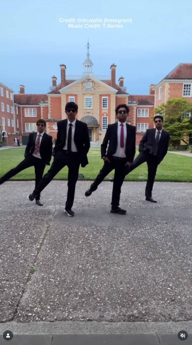 A screen grab from Druv Punjabi and his friend’s viral Bollywood dance video shot at Oxford University. Photo: Instagram/druvphk