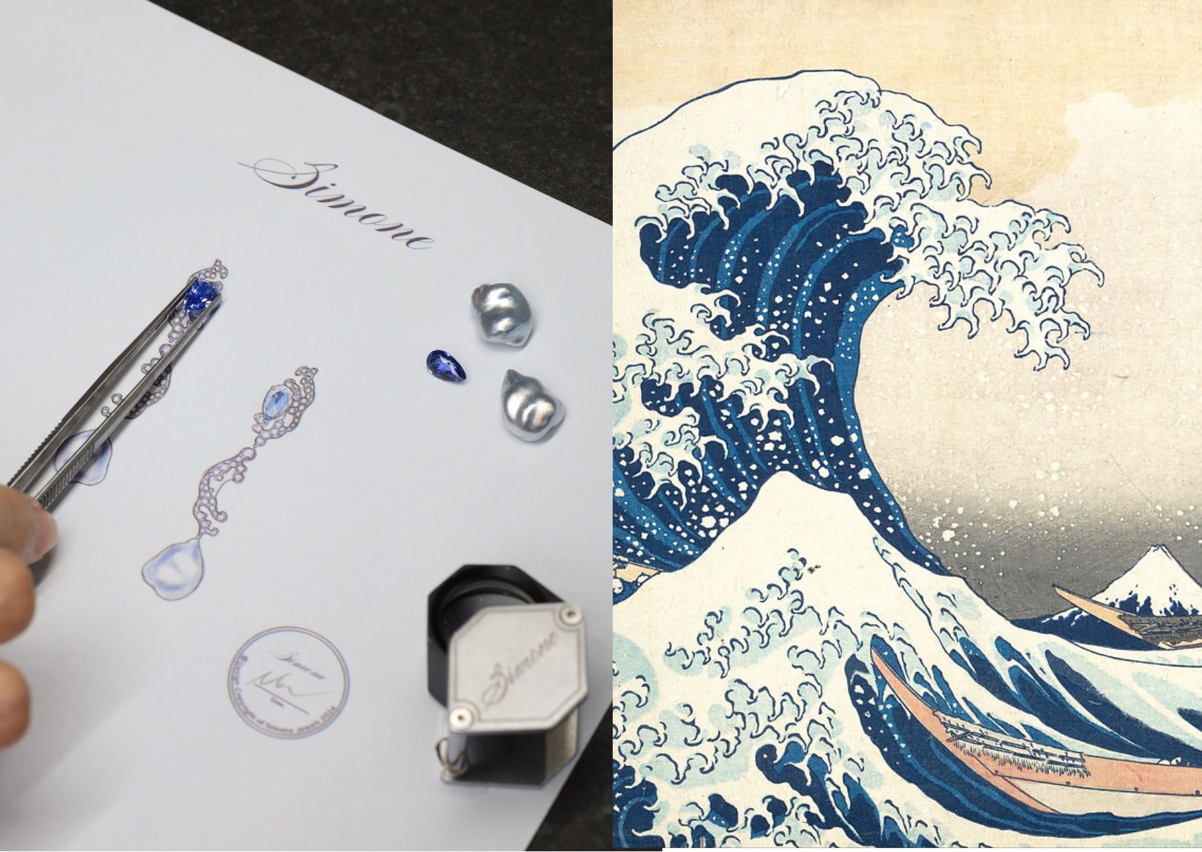 Hokusai’s The Great Wave off Kanagawa has inspired Simone Jewels’ Romance de L’Art Nouveau jewellery. Photo: Ran