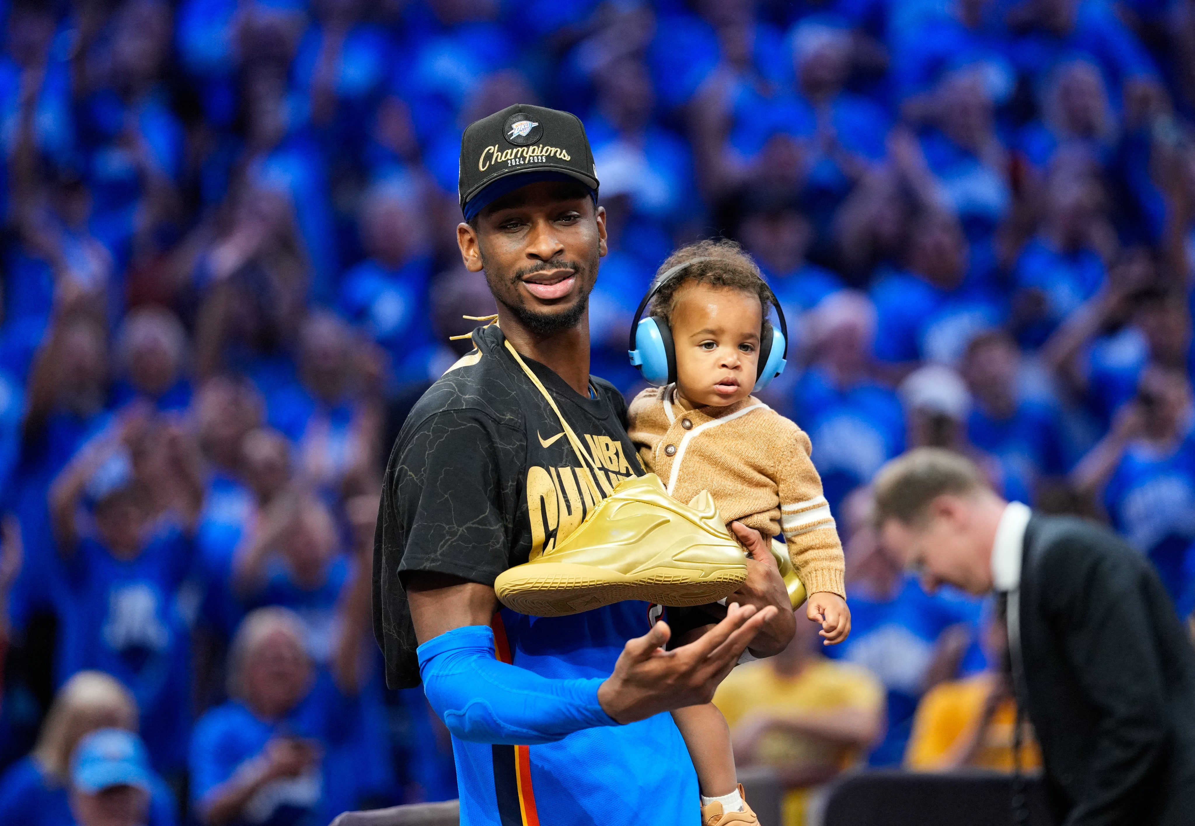 Shai Gilgeous-Alexander celebrates the Thunder’s decisive win in Game 7. Photo: Imagn Images via Reuters Connect