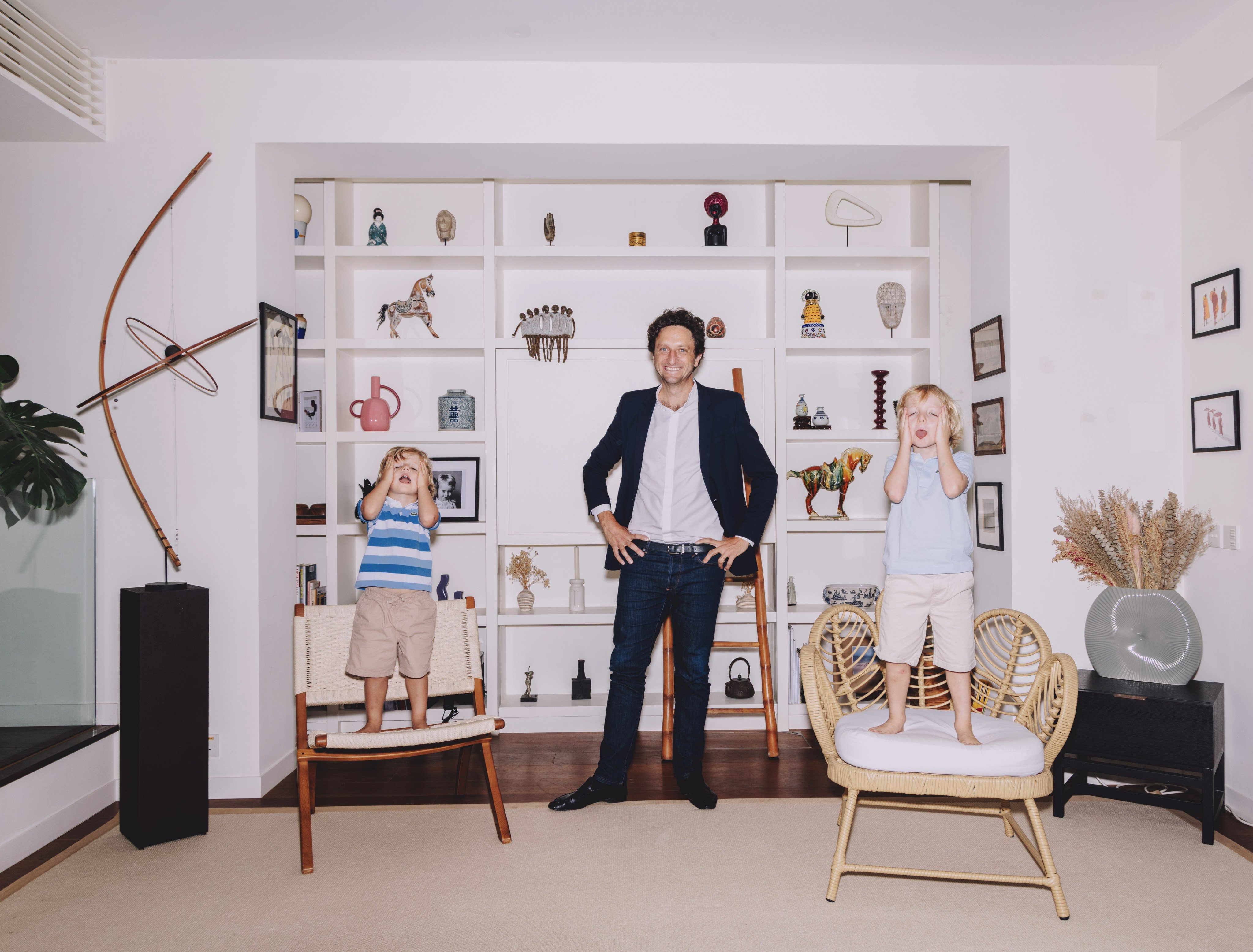 Diego Dultzin Lacoste with his sons, Gabino (left) and Pablo, at home in Clear Water Bay, Hong Kong. Photo: Jocelyn Tam