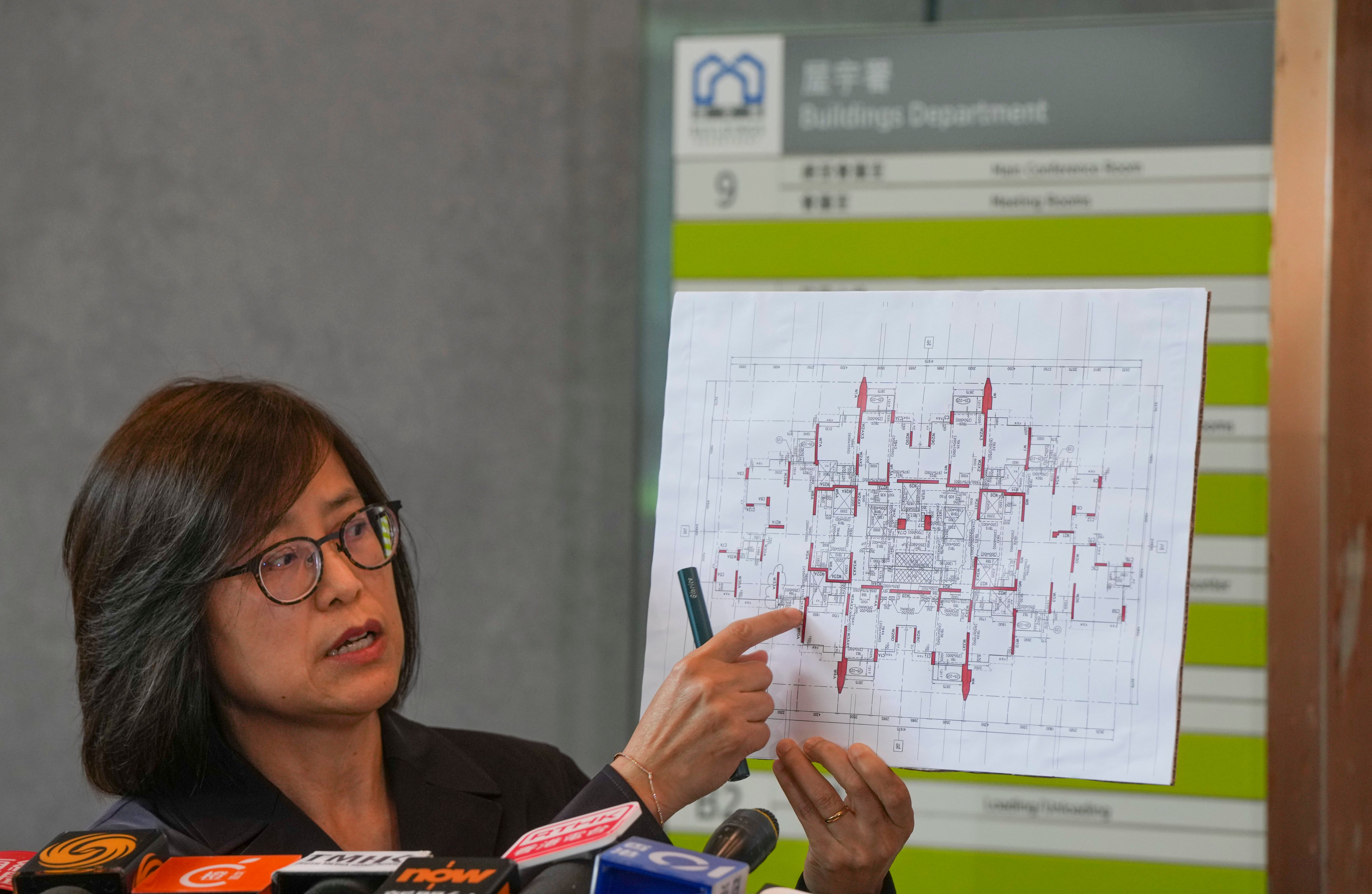 Director of Buildings Clarice Yu Po-mei at the Buildings Department office in Yau Ma Tei in May 2023, explaining structural issues of the case at The Capitol, Lohas Park in Tseung Kwan O. Photo: Sam Tsang