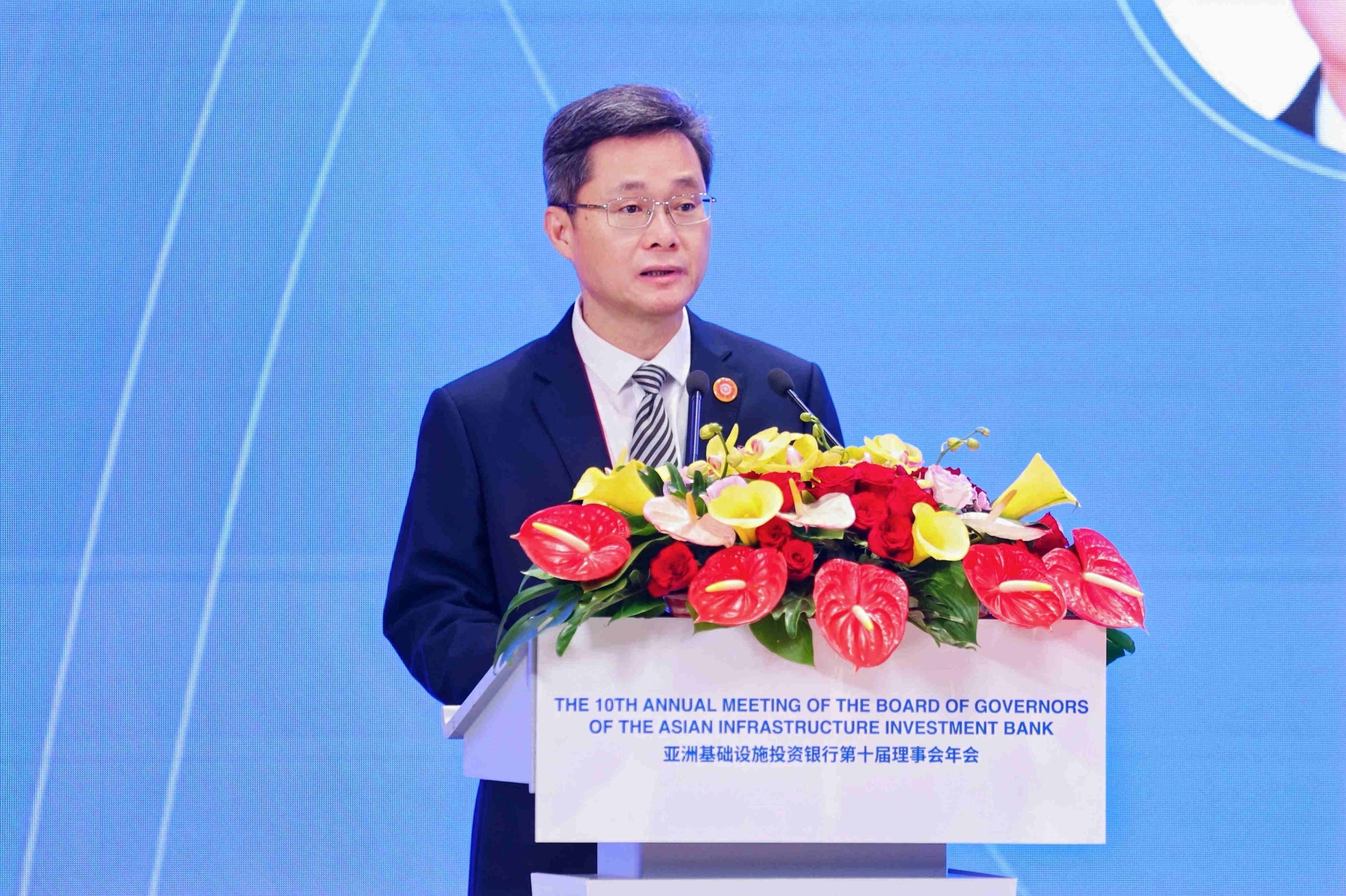 China’s finance minister, Lan Foan, speaks on Wednesday at an annual meeting of the Asian Infrastructure Investment Bank’s board of governors. Photo: SCMPOST