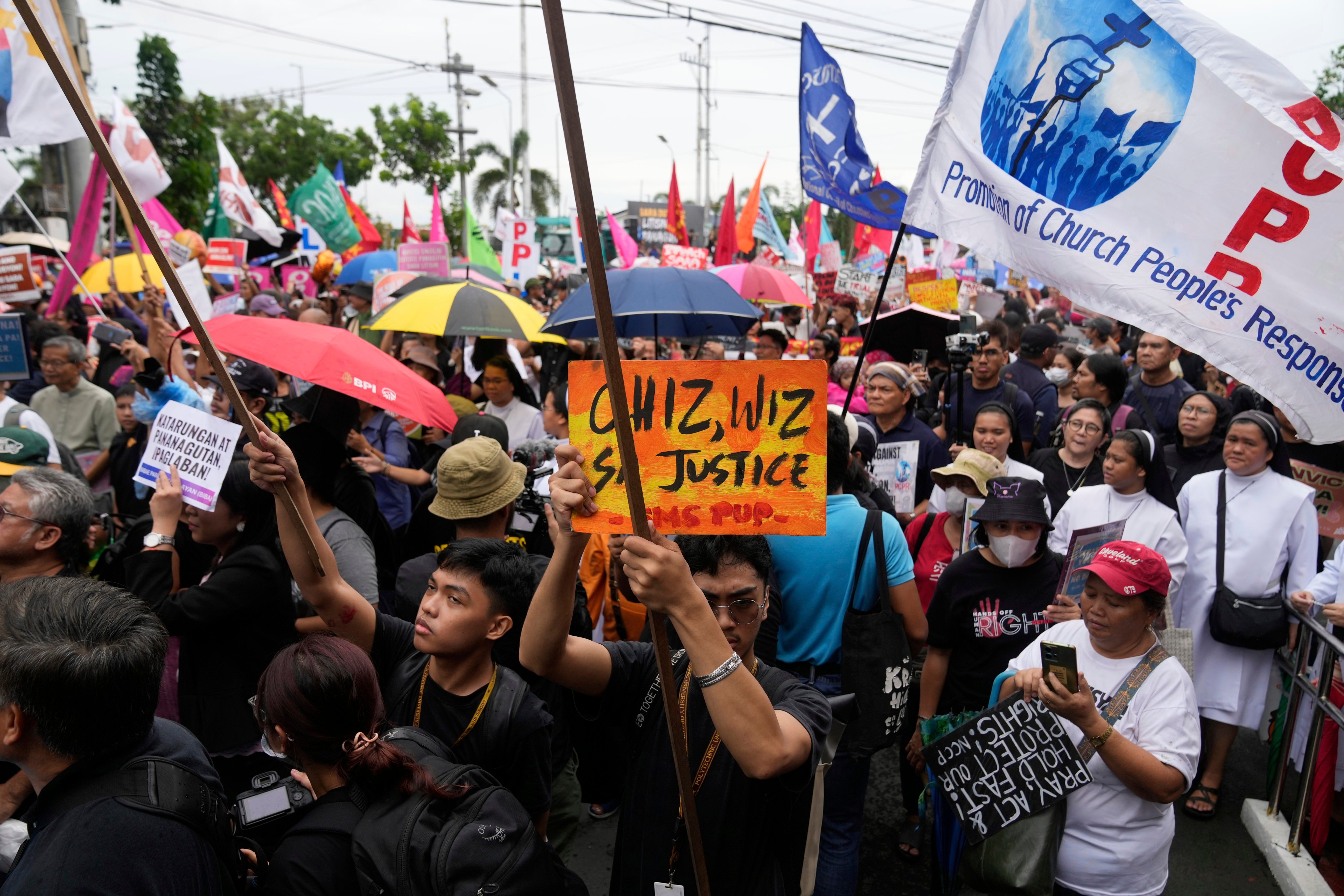 Protesters rally again a Senate decision not to immediately bring Vice-President Sara Duterte to an impeachment trial earlier this month. Photo: AP