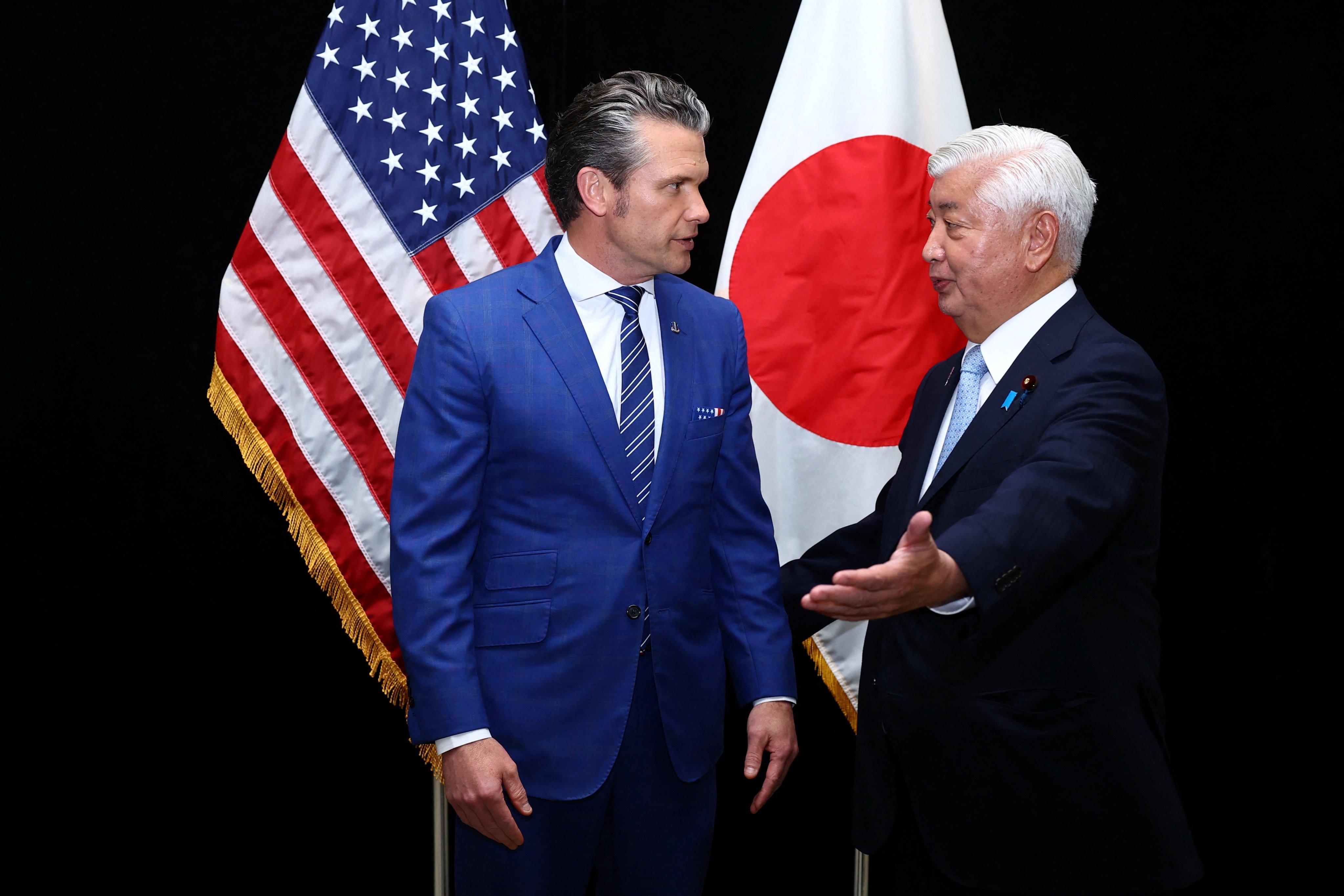 US Defence Secretary Pete Hegseth and Japan’s Defence Minister Gen Nakatani at the Shangri-La Dialogue security summit in Singapore on May 31. Photo: Reuters