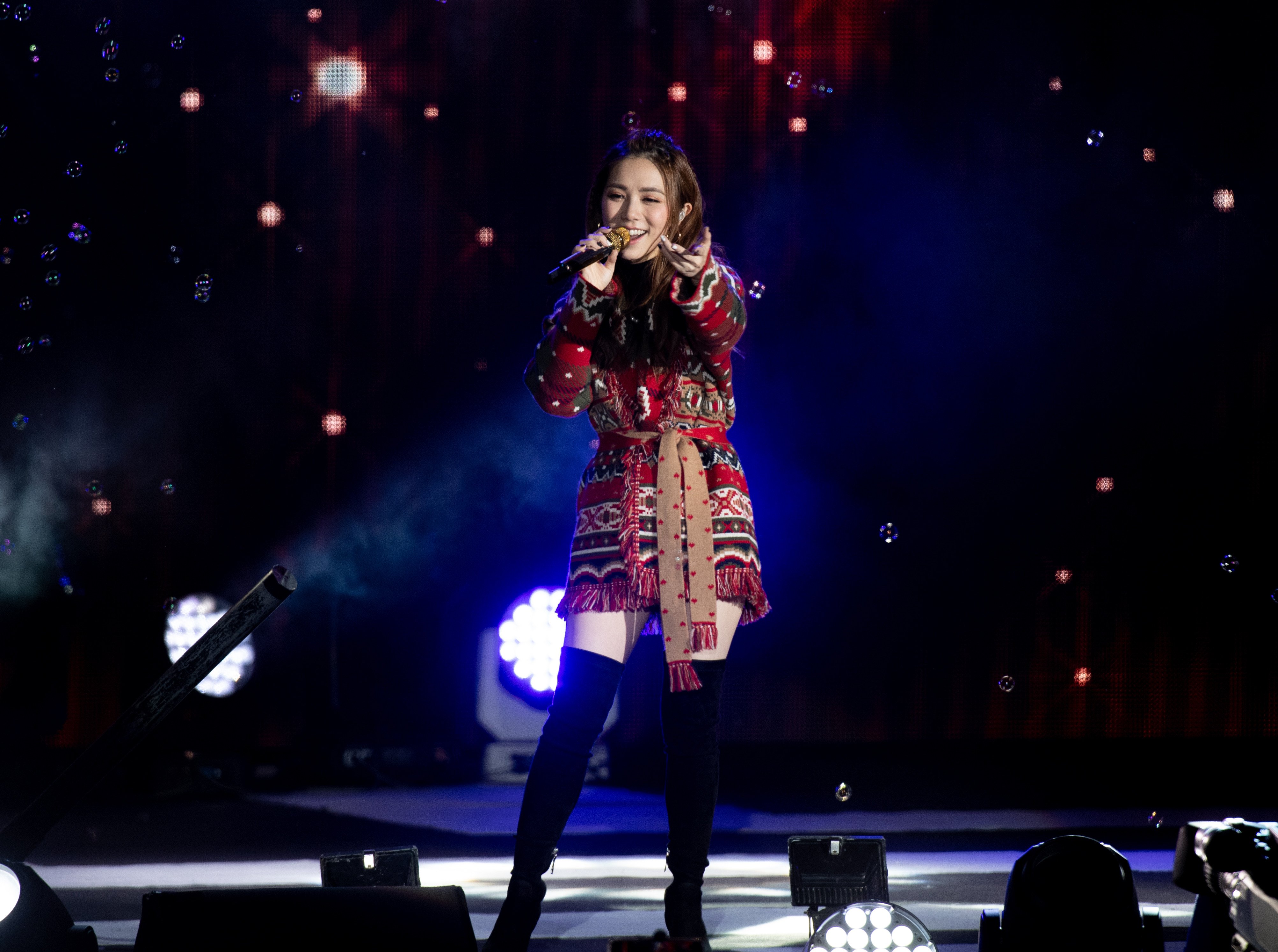 Singer-songwriter G.E.M. aka Gloria Tang Tsz-kei performs during the Super Star Christmas Concert in Taipei in December 2019. Photo: Getty Images