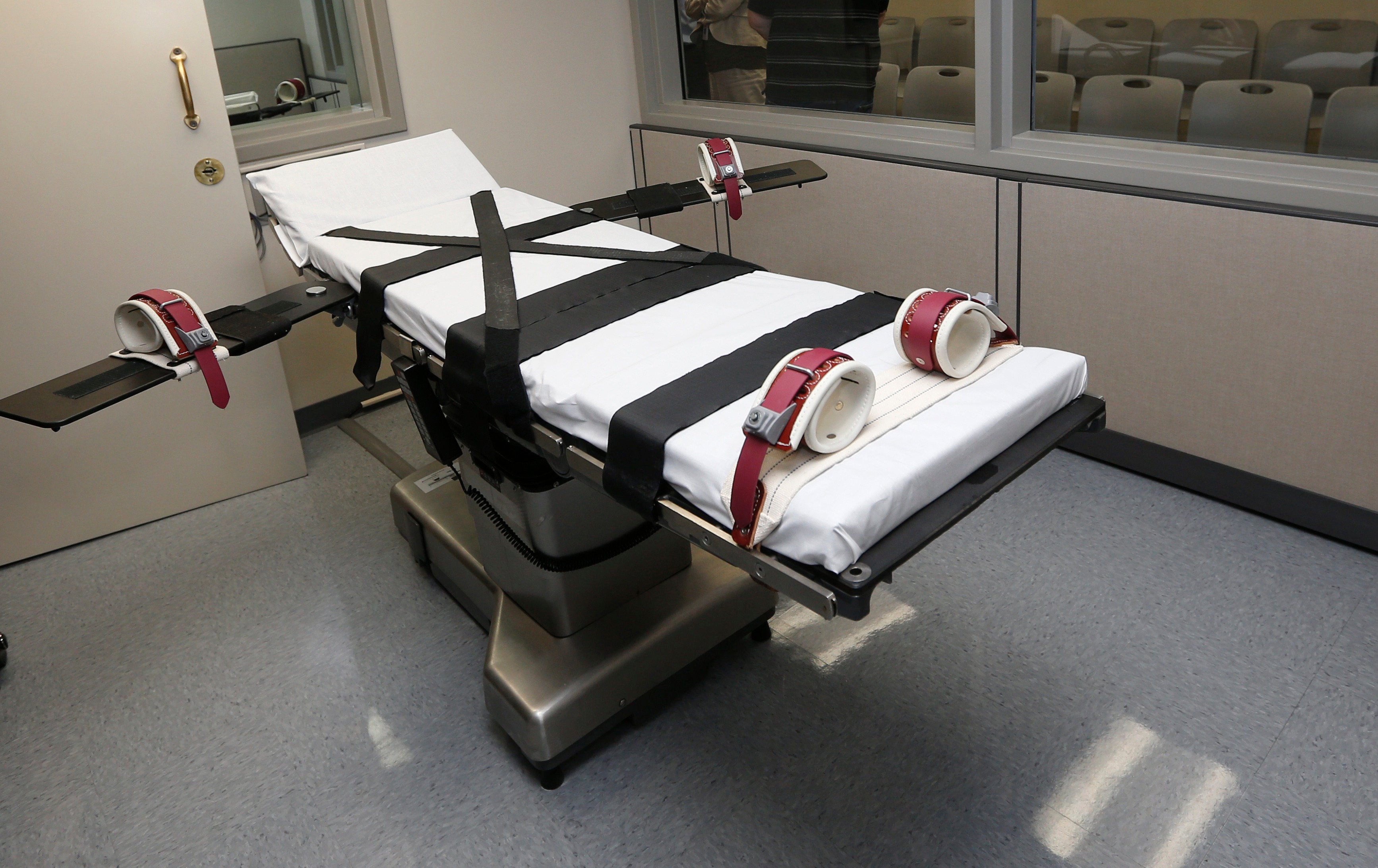 The gurney in the execution chamber at the Oklahoma State Penitentiary. There have been 25 executions in the United States this year. File photo: AP