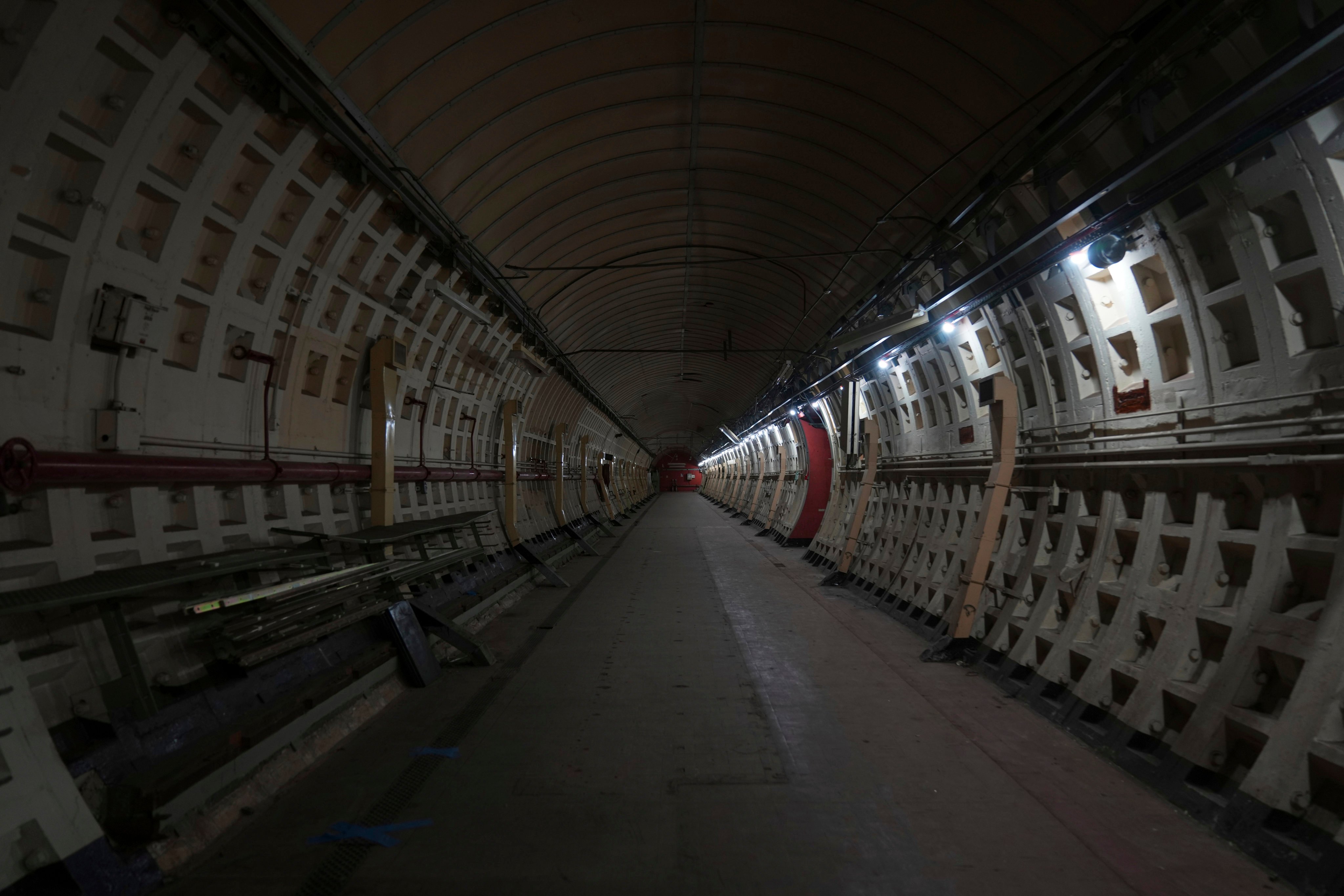 A general view of one of the tunnels during a press tour London, Thursday, June 19, 2025. (AP Photo/Joanna Chan)