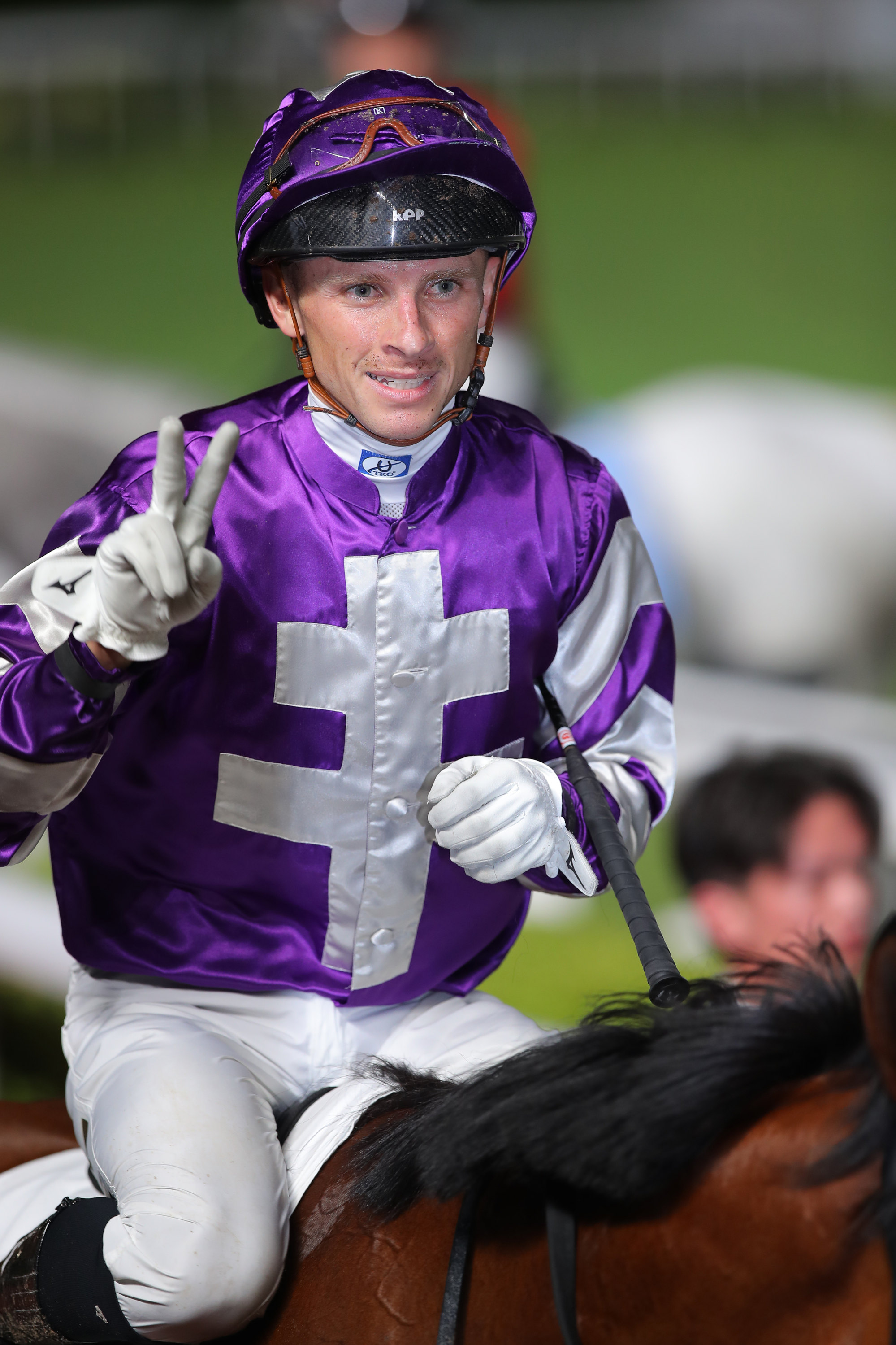 Lyle Hewitson enjoys a winner at Sha Tin last Sunday.