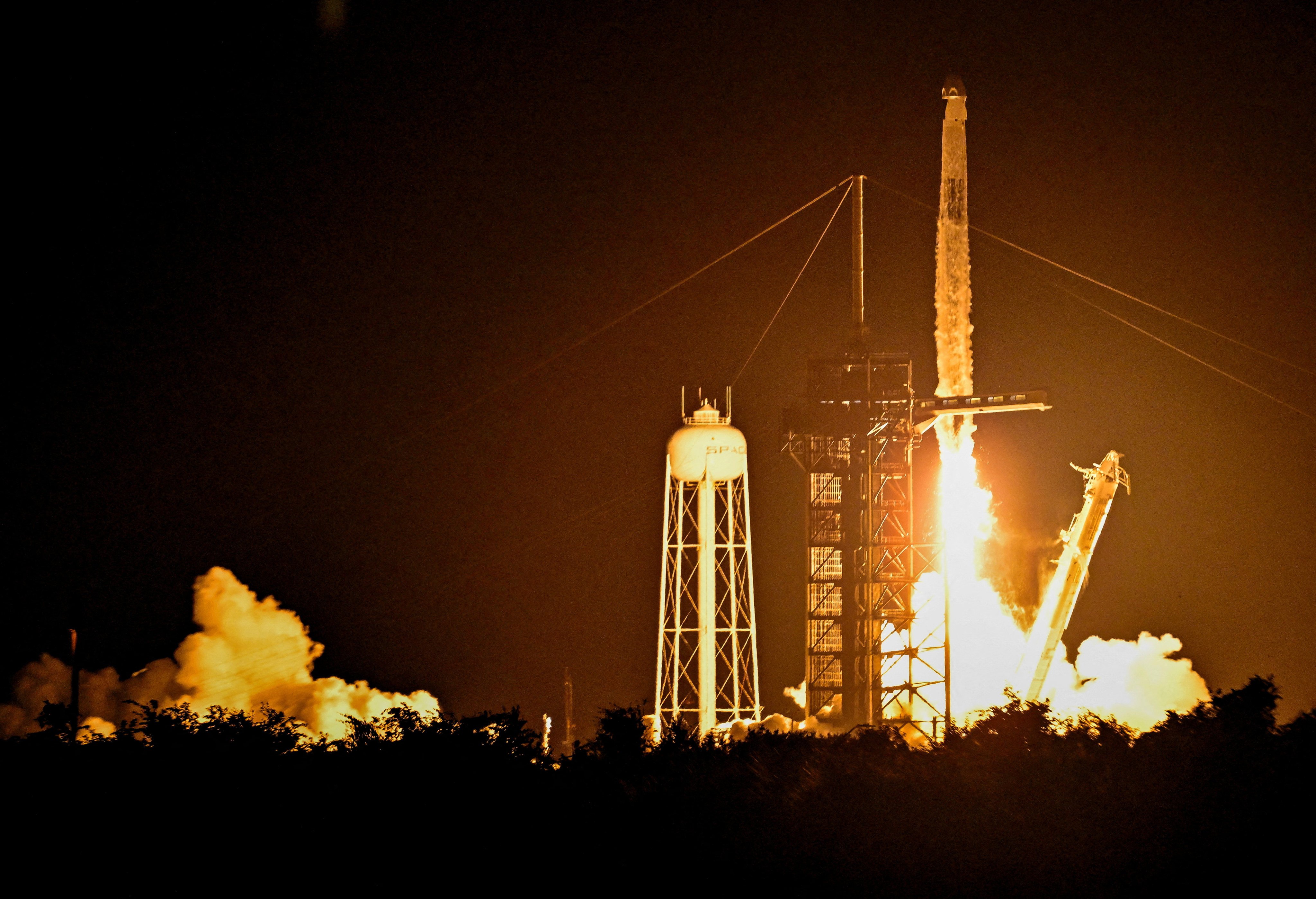 A Falcon 9 rocket carrying the Axiom 4 crew lifts off from Kennedy Space Centre Launch Complex 39A on Wednesday. Photo: Reuters