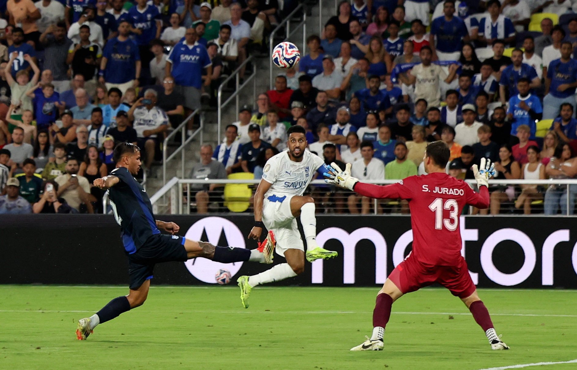 Al-Hilal’s Salem Aldawsari scores the first goal in their 2-0 win over Pachuca on Thursday. Photo: Reuters