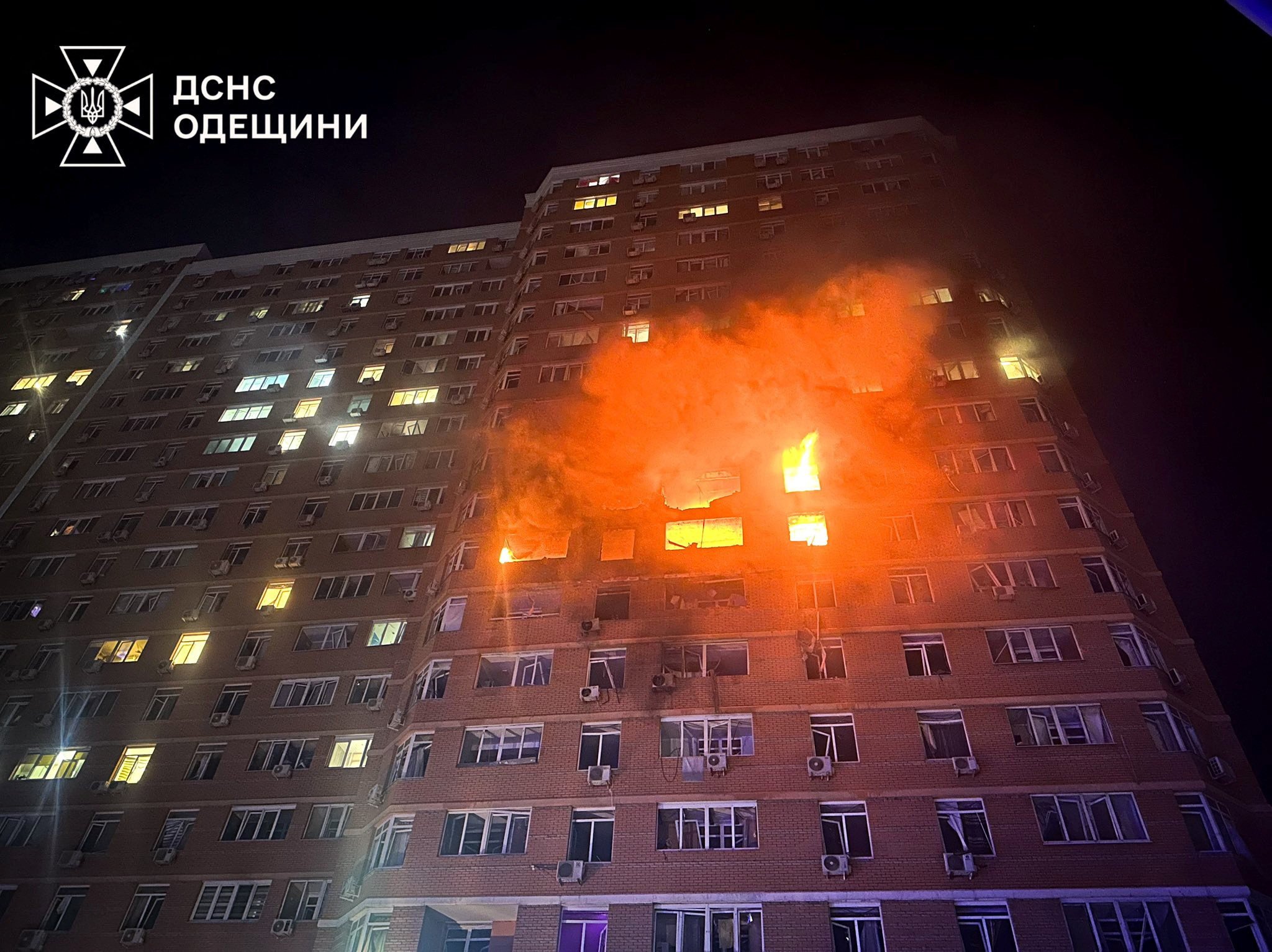 An apartment building hit by a Russian drone strike, in Odesa, Ukraine, on Saturday. Photo: Reuters