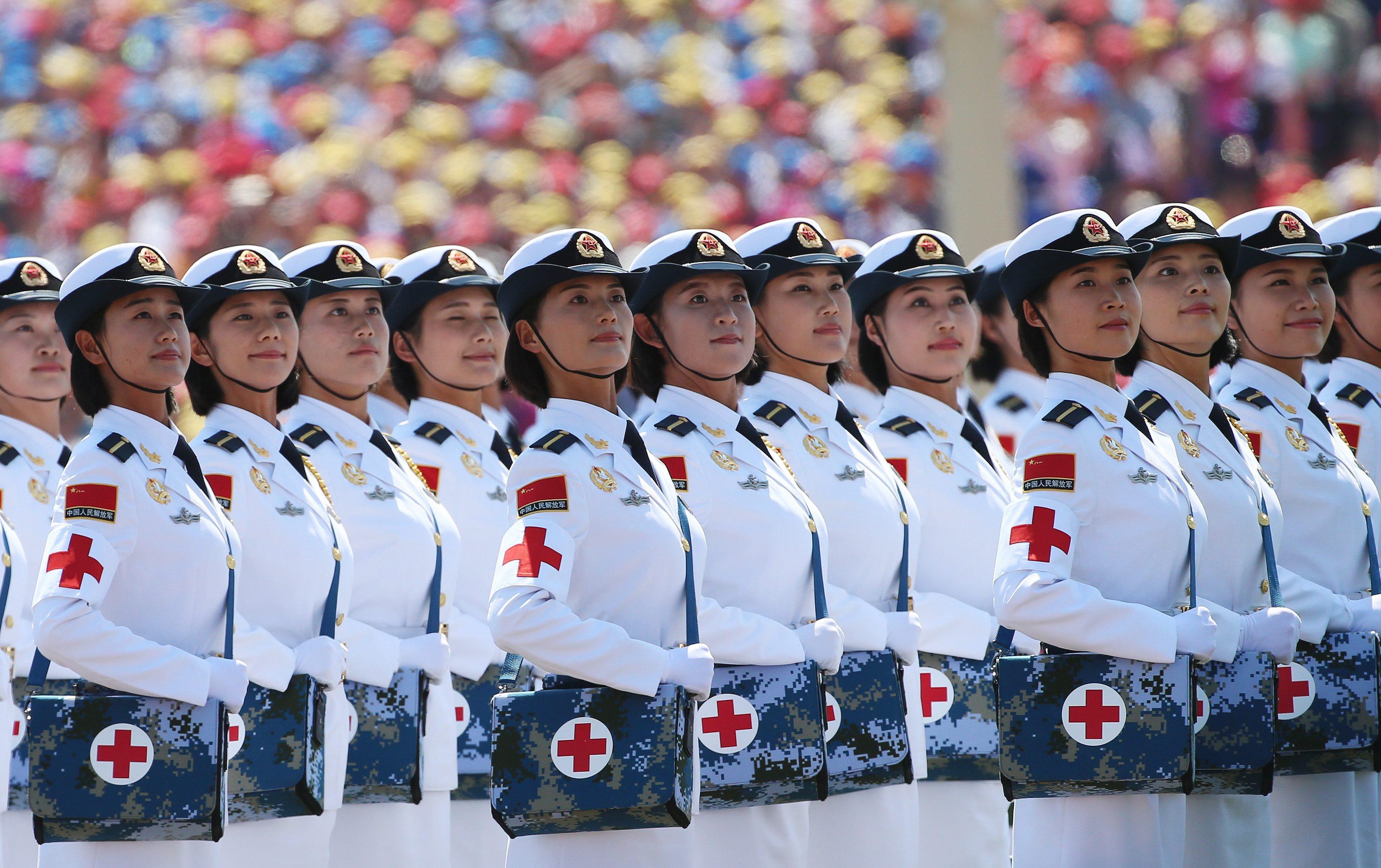 Chinese medical corps soldiers march in a military parade in Beijing in 2015, marking the 70th anniversary of Japan’s surrender to the allied forces. Photo: EPA