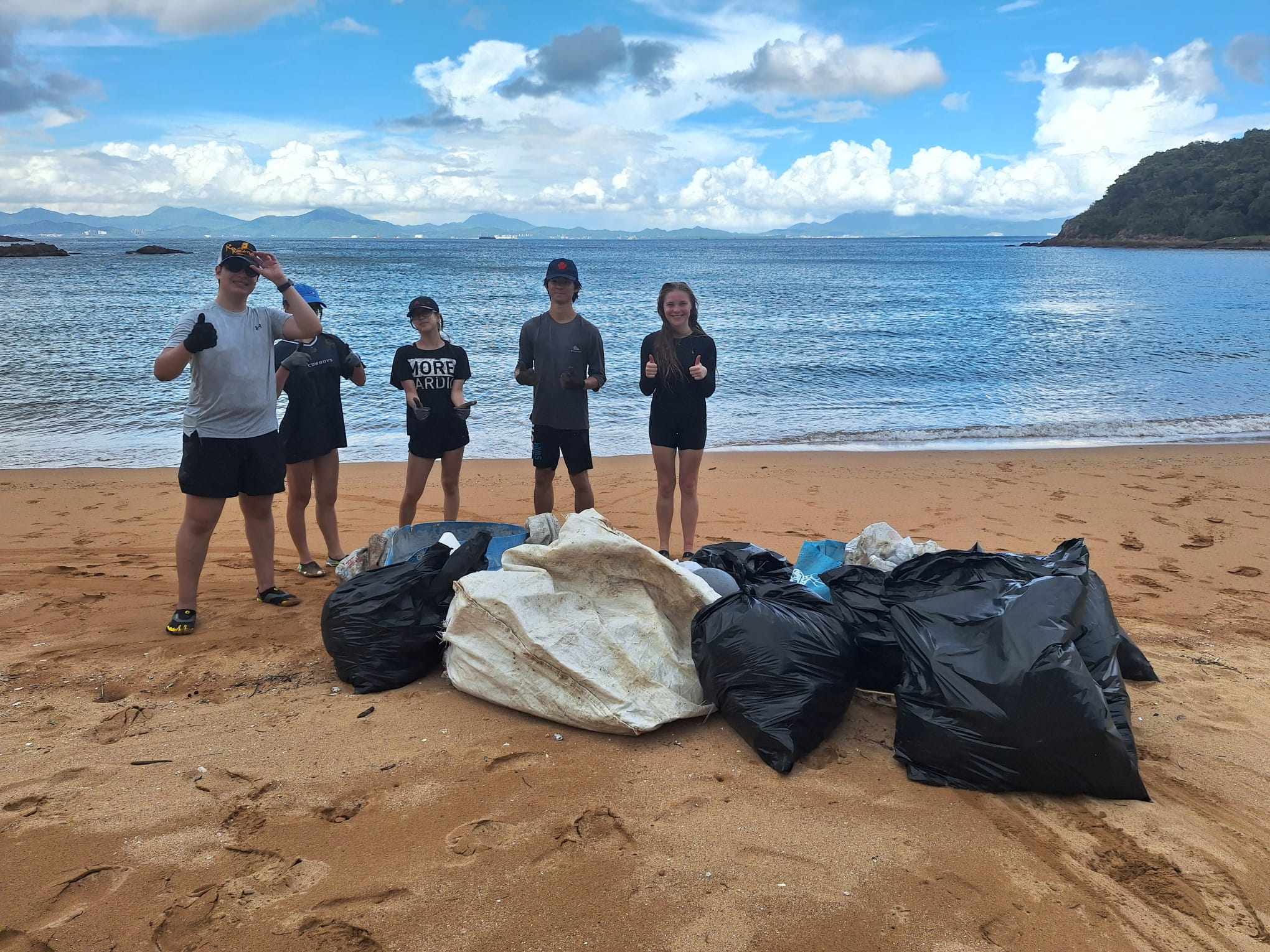 Students from Malvern College Hong Kong cleared beaches in the New Territories of plastic waste. Photo: Handout