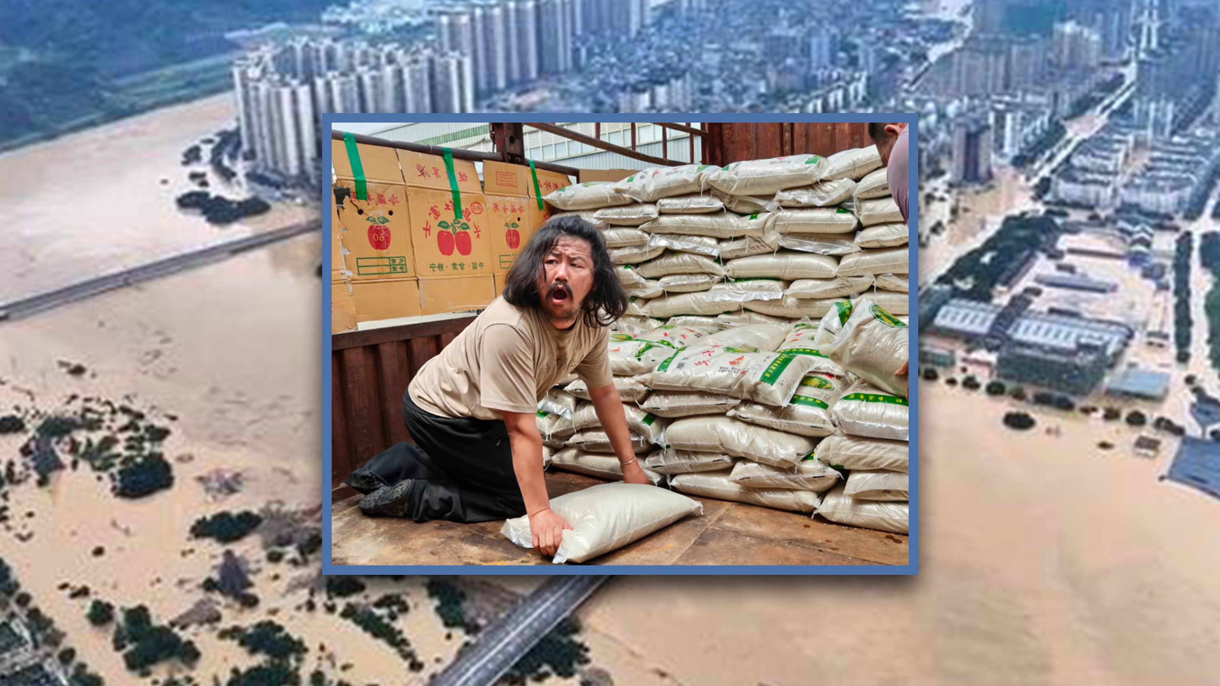 A polio-suffering scavenger in China has donated tonnes of supplies to flood victims, keeping nothing for himself. Photo: SCMP composite/Sina/Douyin