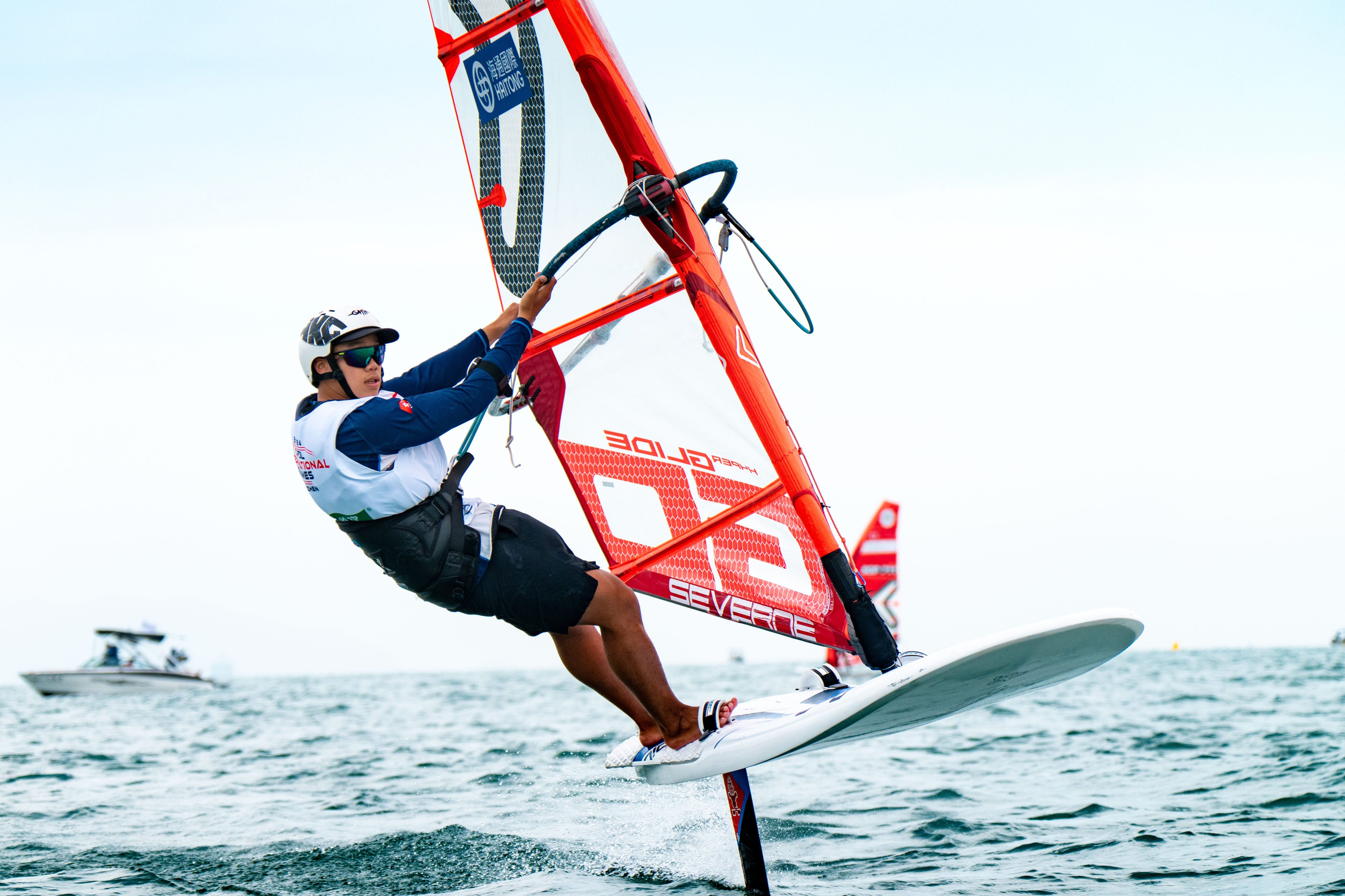 Hong Kong windsurfer Hung King triumphed at the iQFOil Asian Championships 2024. Photo: Handout