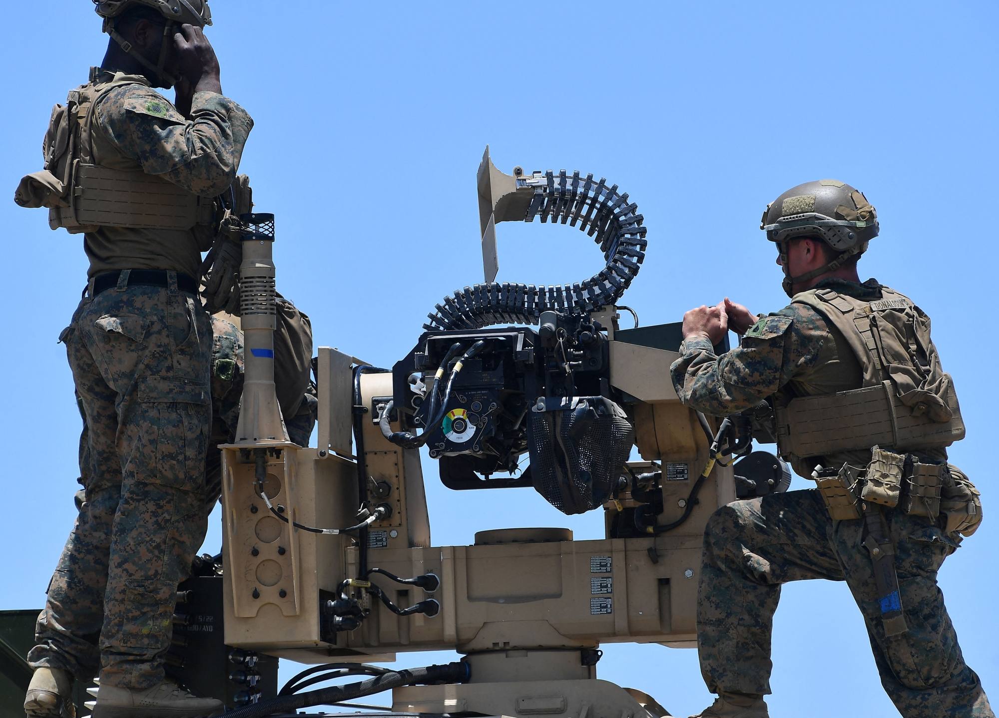 US marines prepare a counter-drone system during the annual “Balikatan” US-Philippines joint military exercise at a naval training base in San Antonio town, Zambales province, on April 27. Photo: AFP