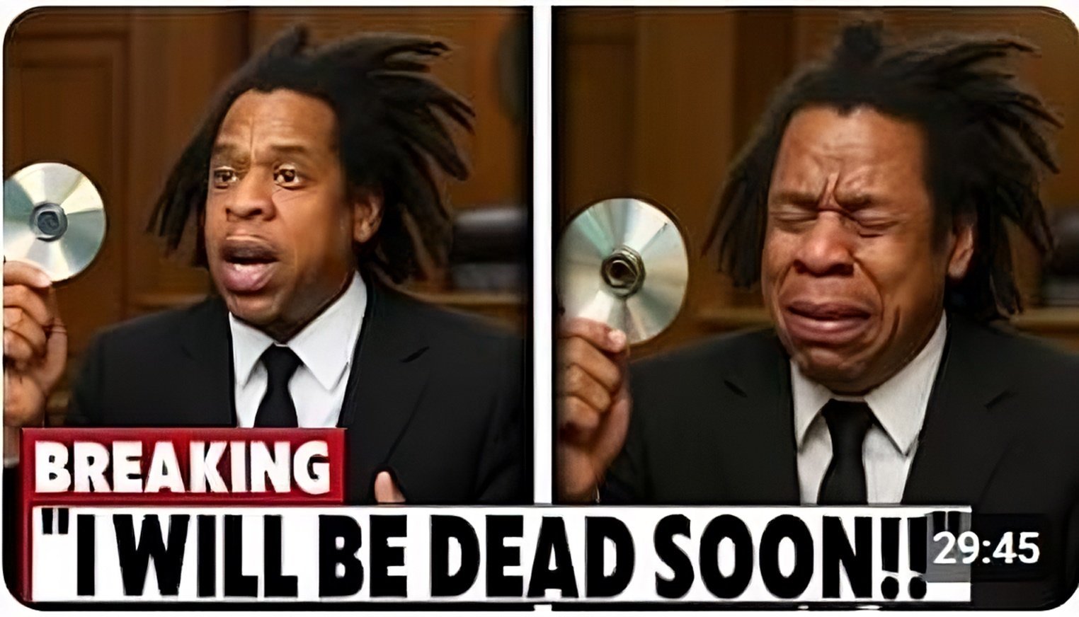 An AI-generated thumbnail from the “Pak Gov Update” YouTube channel shows rapper Jay-Z supposedly on the witness stand at Sean “Diddy” Combs’ sex trafficking trial. Photo: YouTube/PakGovUpdate
