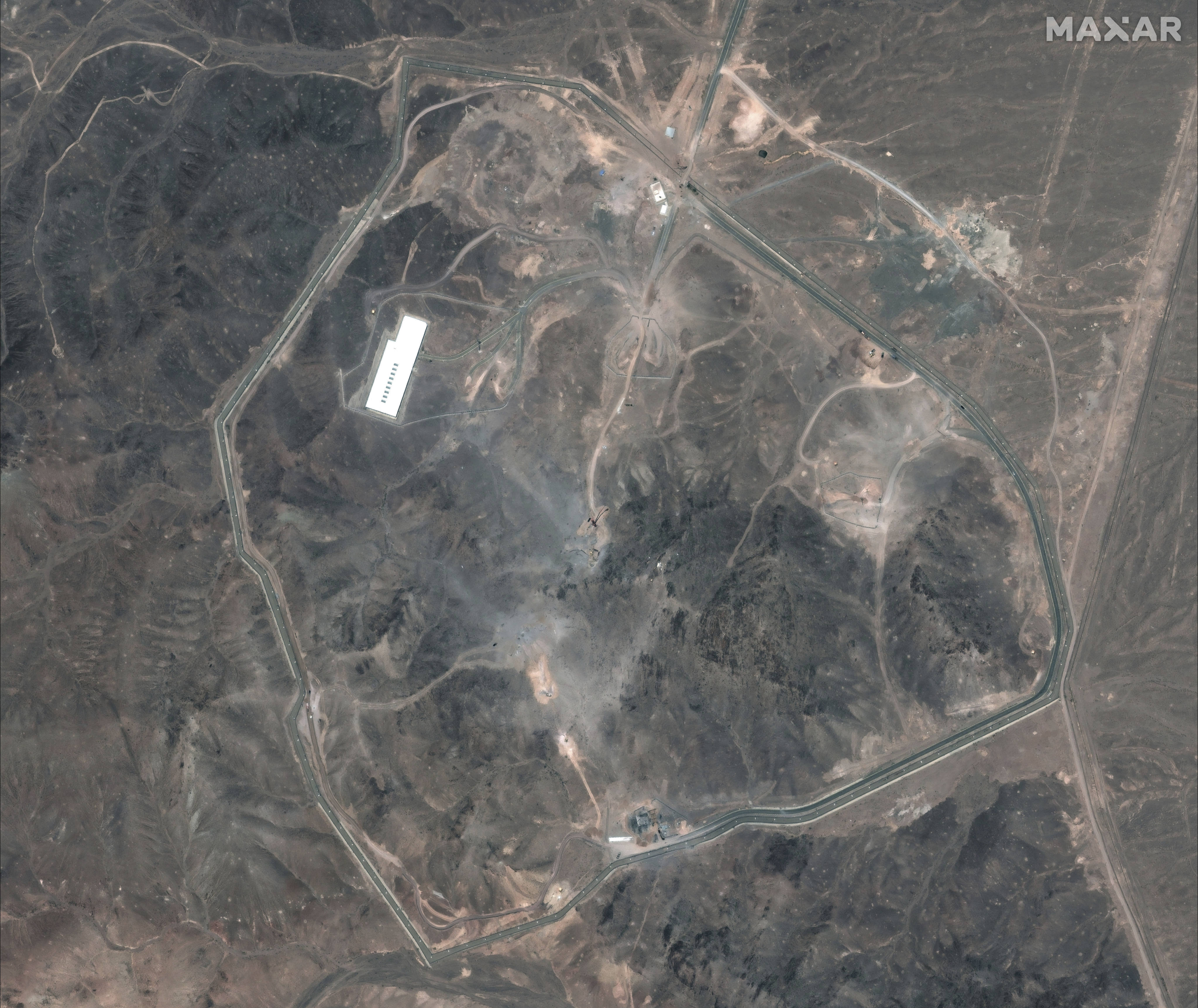 An overview of the Fordow enrichment facility in Iran, on July 1. Photo: Maxar Technologies via AP